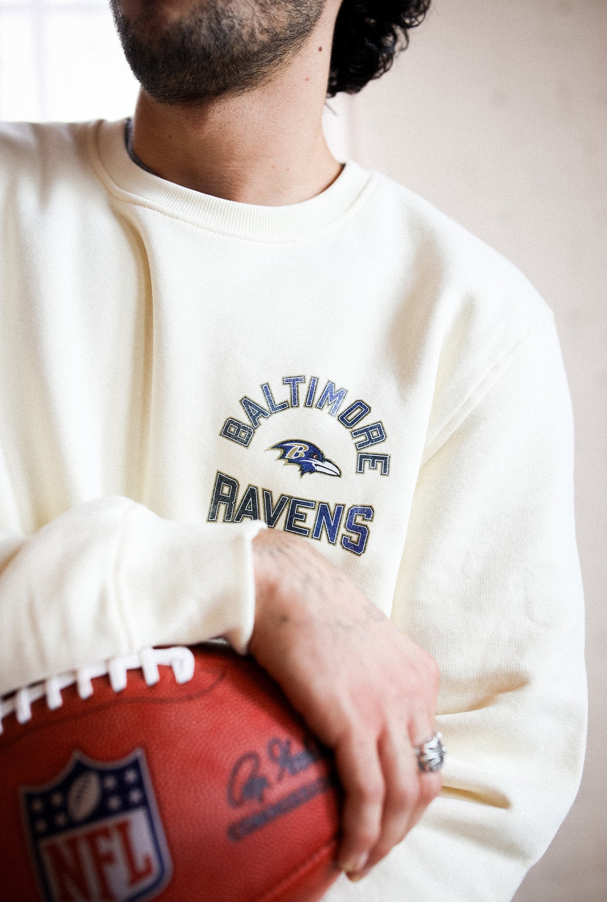 Baltimore Ravens Vintage Clubhouse Score Crewneck - Ivory