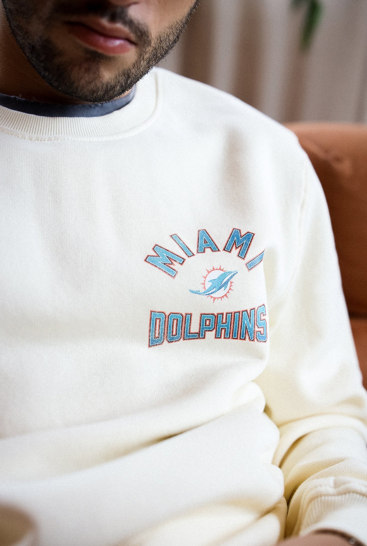 Miami Dolphins Vintage Clubhouse Score Crewneck - Ivory