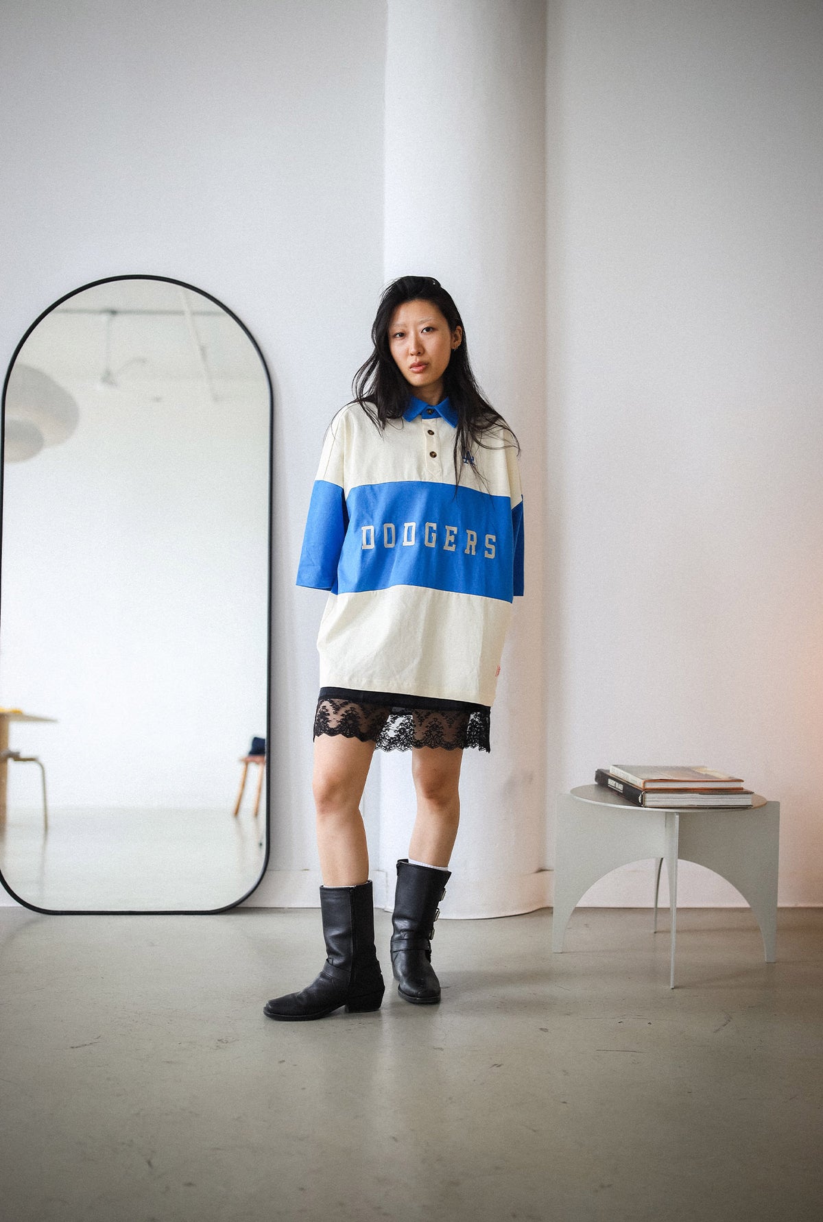 Los Angeles Dodgers Vintage Color Blocked Oversized Polo - Royal / White