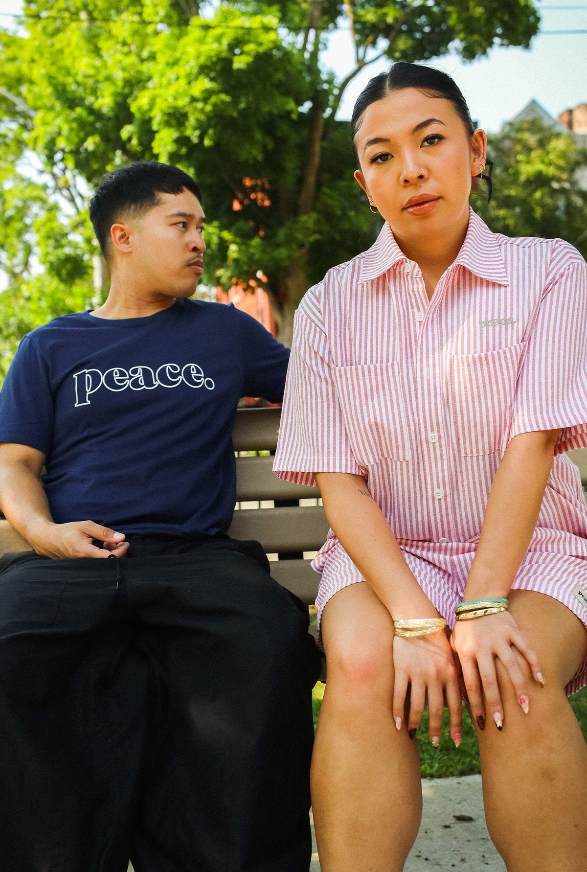 Peace Basics Short Sleeve Poplin Shirt - Red