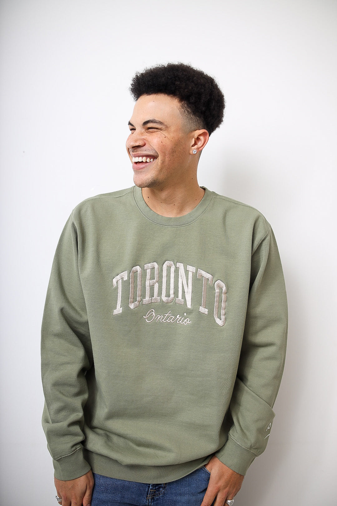 Toronto Tourist Pigment Dye Crewneck - Sage Green