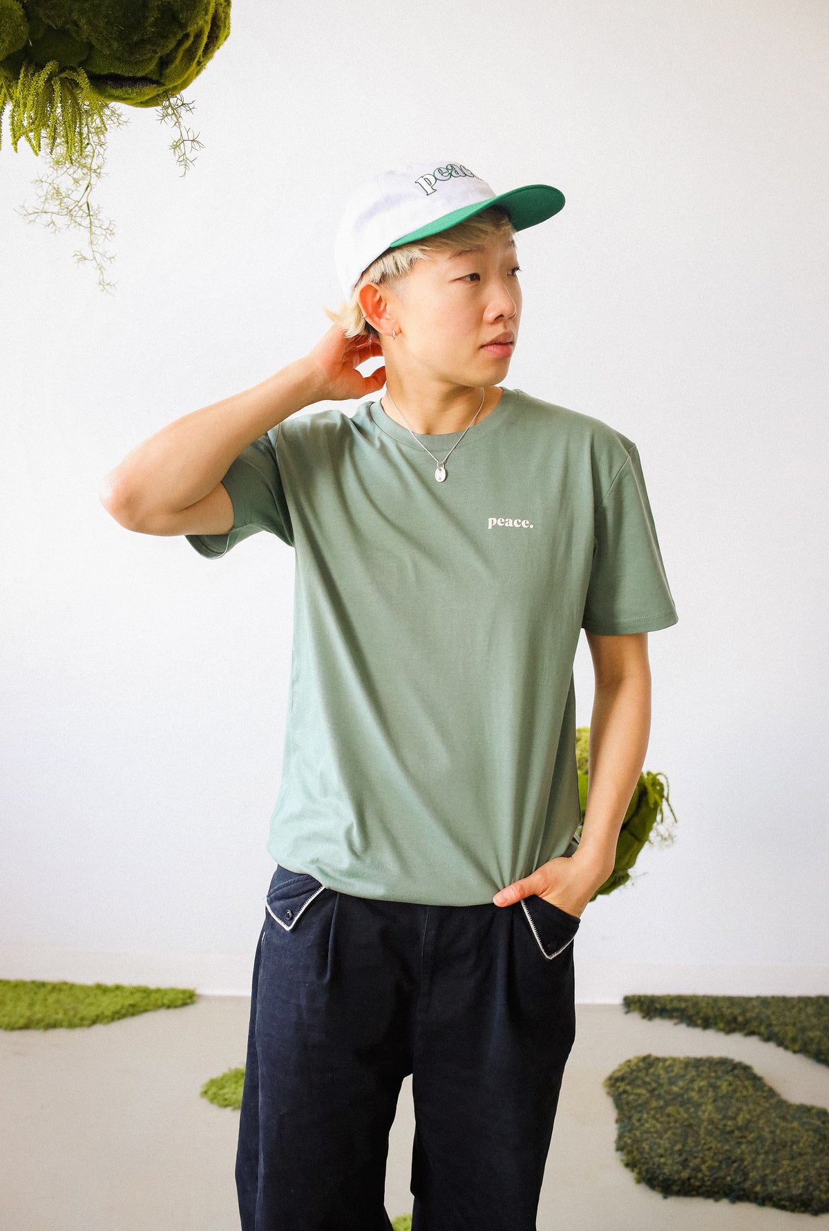 Peace Basics Cropped T-Shirt - Sage Green