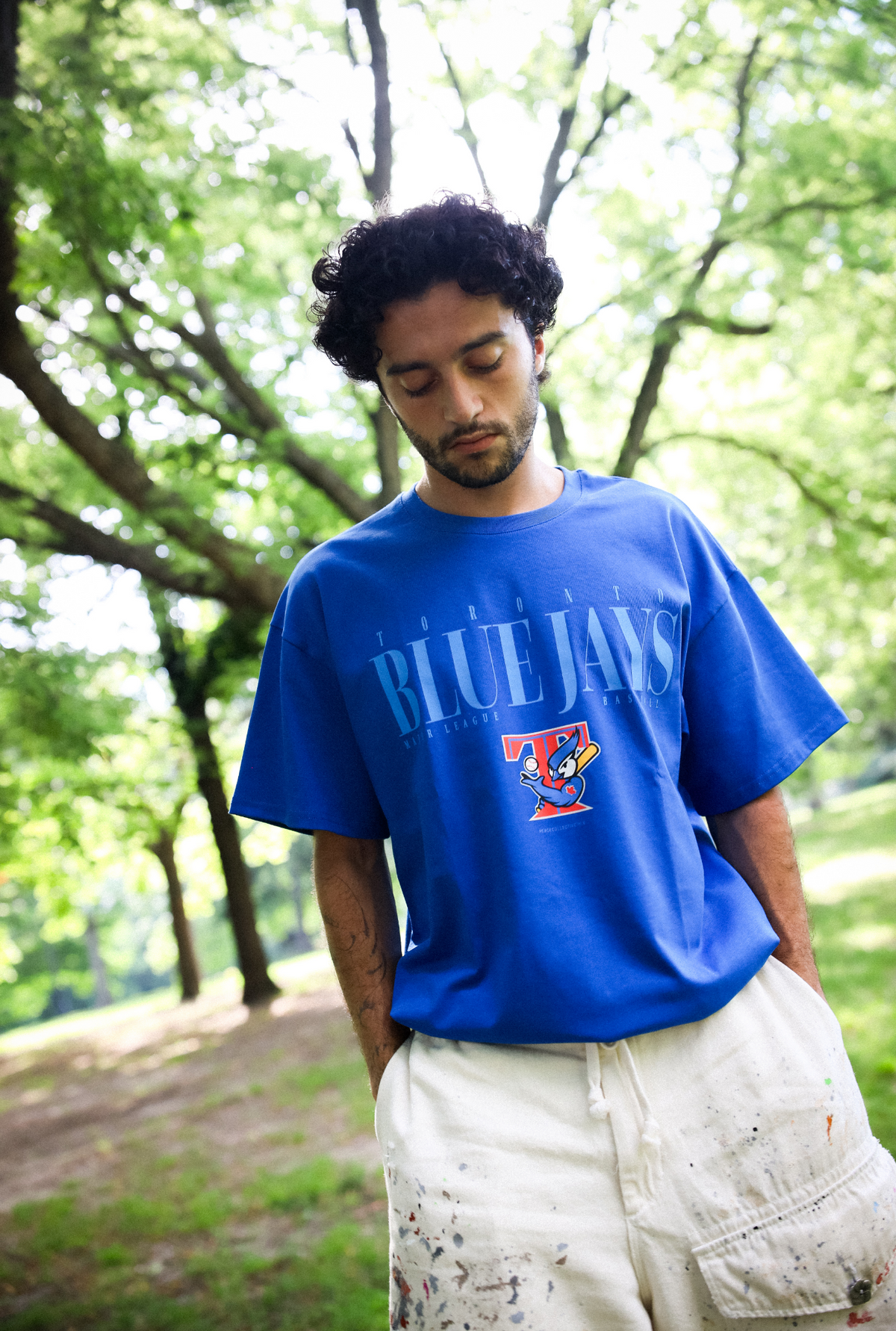 T-shirt vintage épais des Blue Jays de Toronto - Bleu roi