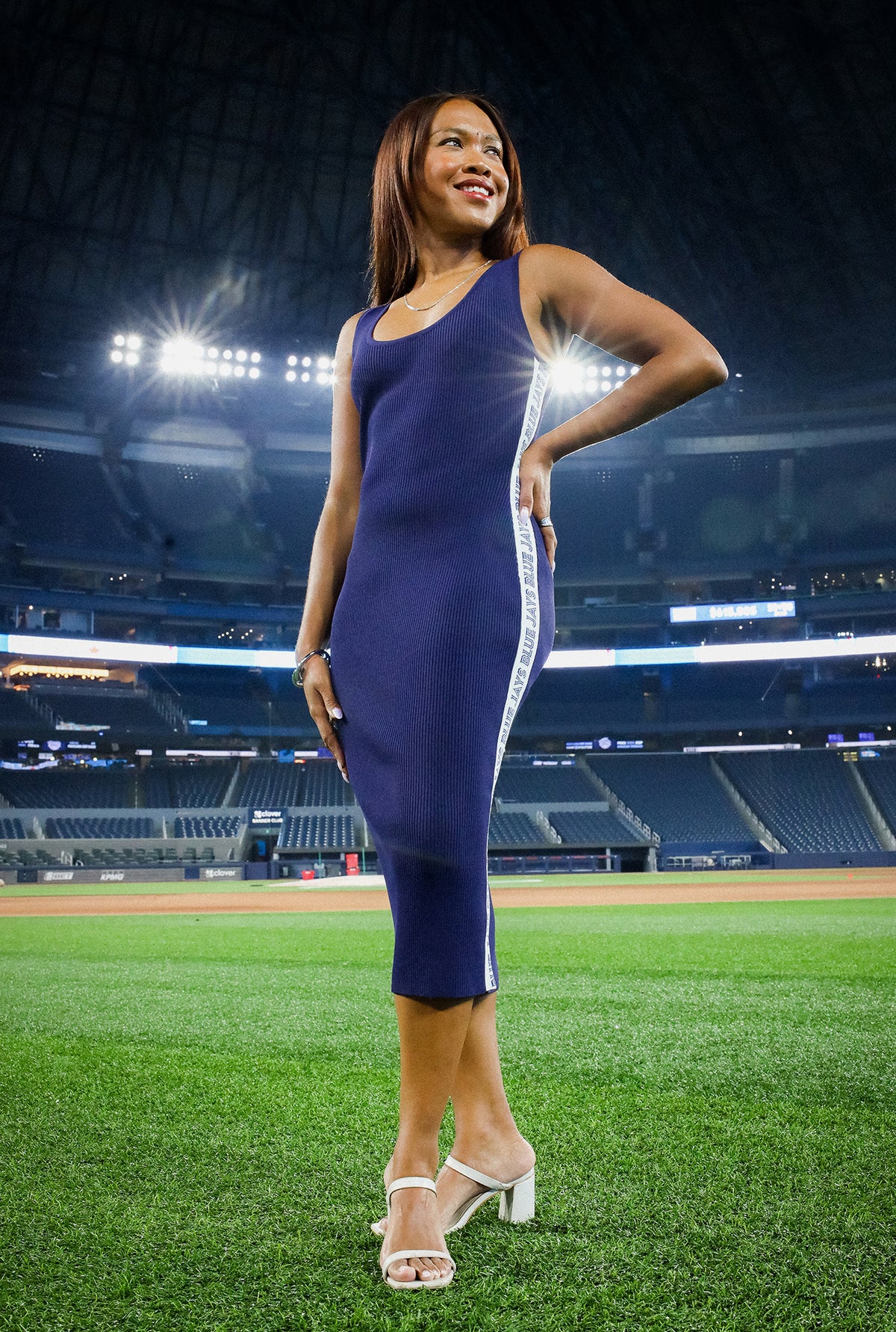 Toronto Blue Jays x Hazel Mae Women's Ribbed Tank Dress - Navy