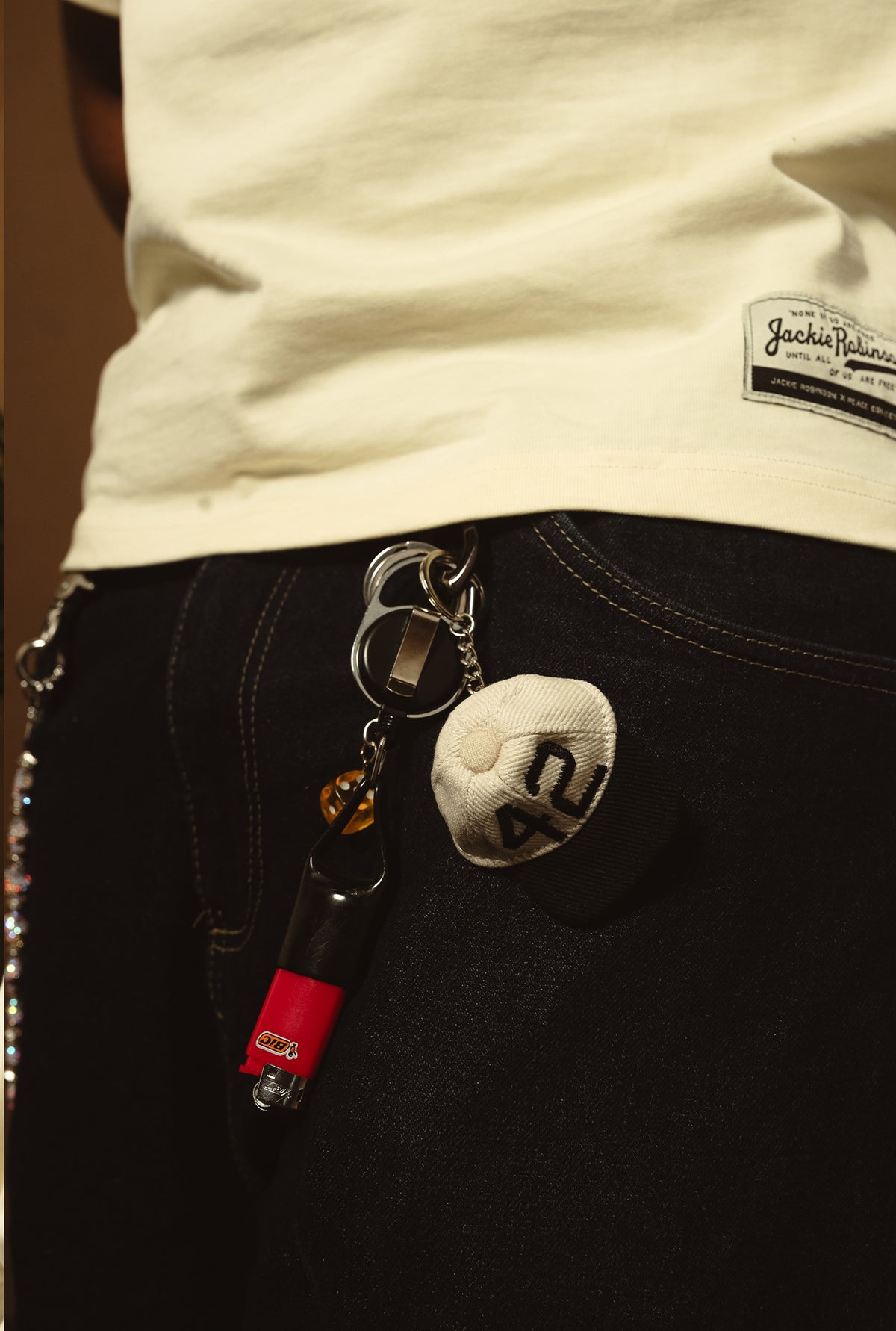P/C x Jackie Robinson Mini Hat Keychain - Ivory