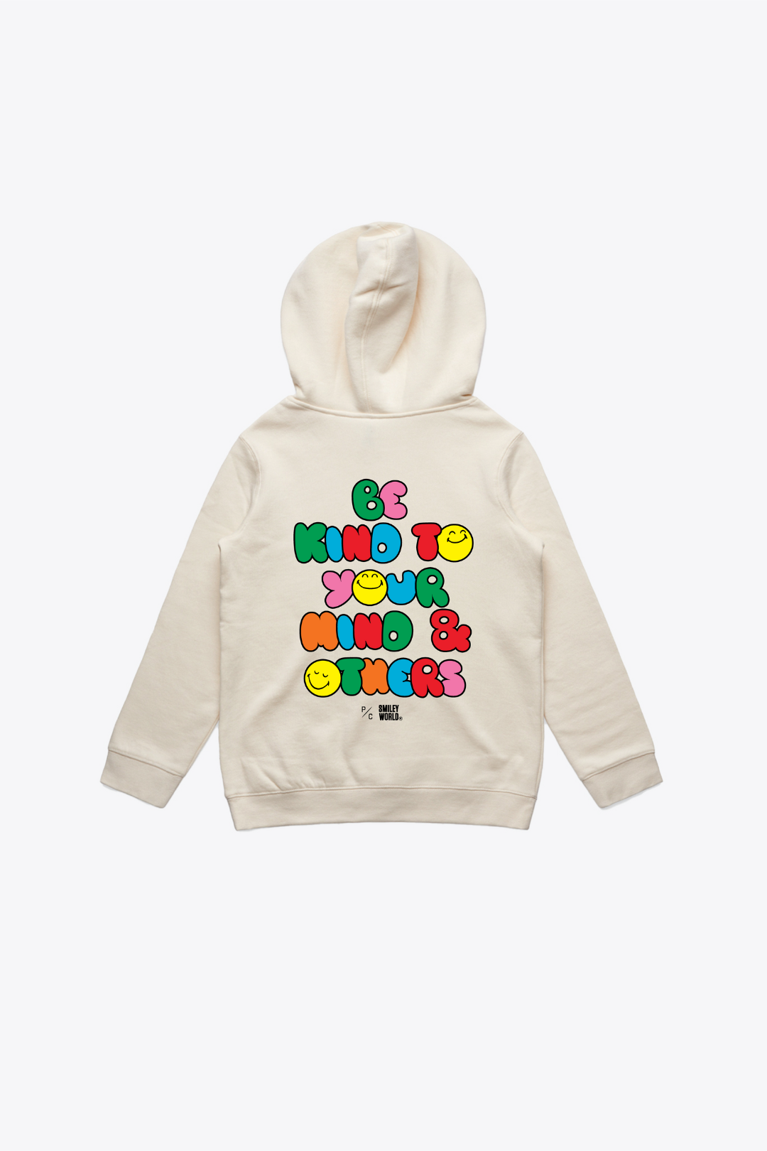 P/C x SmileyWorld Be Kind To Your Mind & Others Youth Heavyweight Hoodie - Ivory