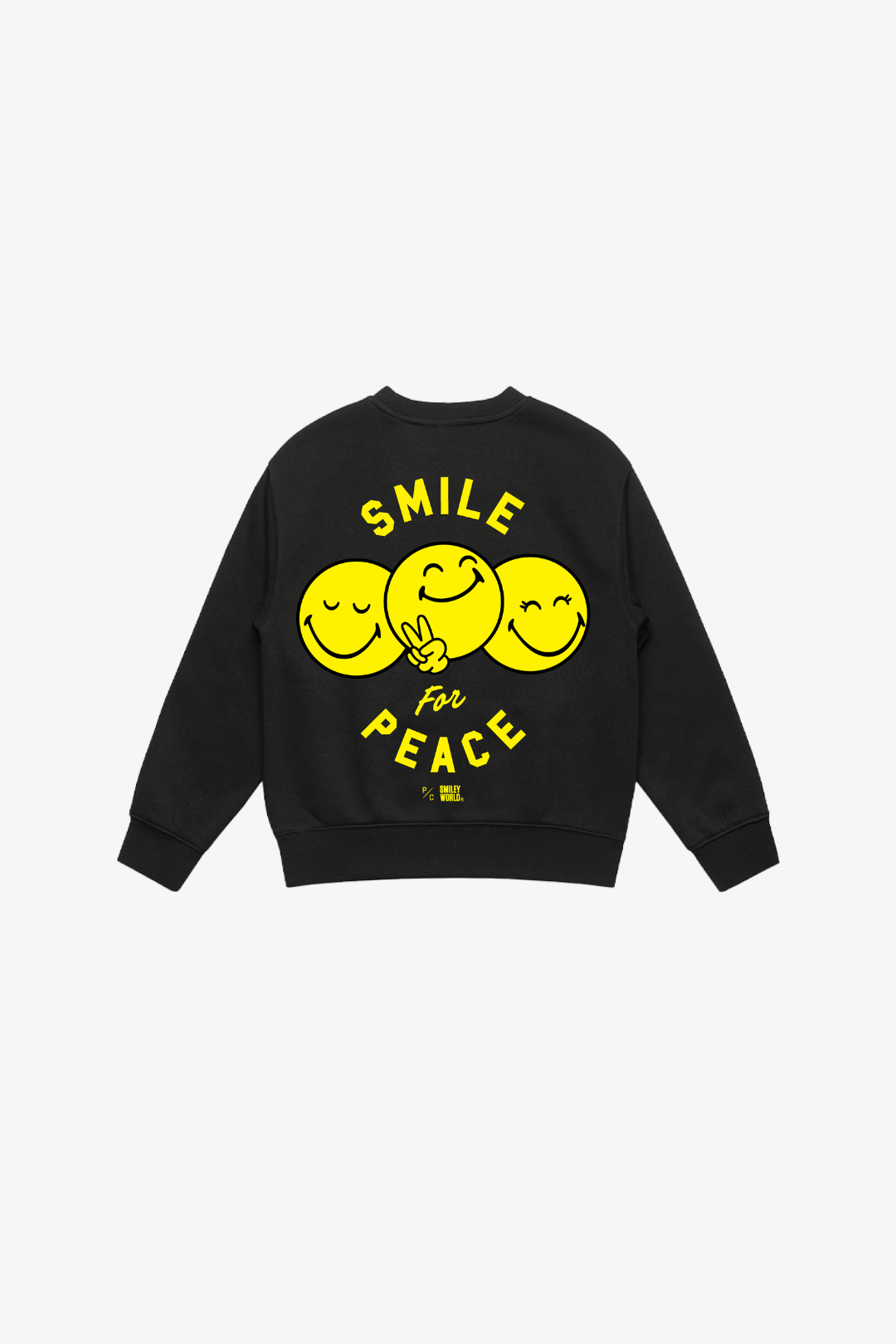 P/C x SmileyWorld Smile for Peace Youth Heavyweight Crewneck - Black