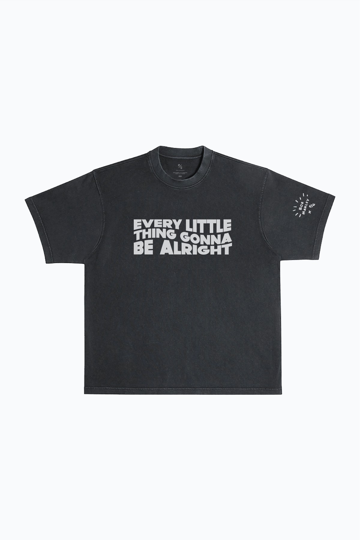 P/C x Bob Marley Every Little Thing Garment Dyed Heavyweight T-Shirt - Black