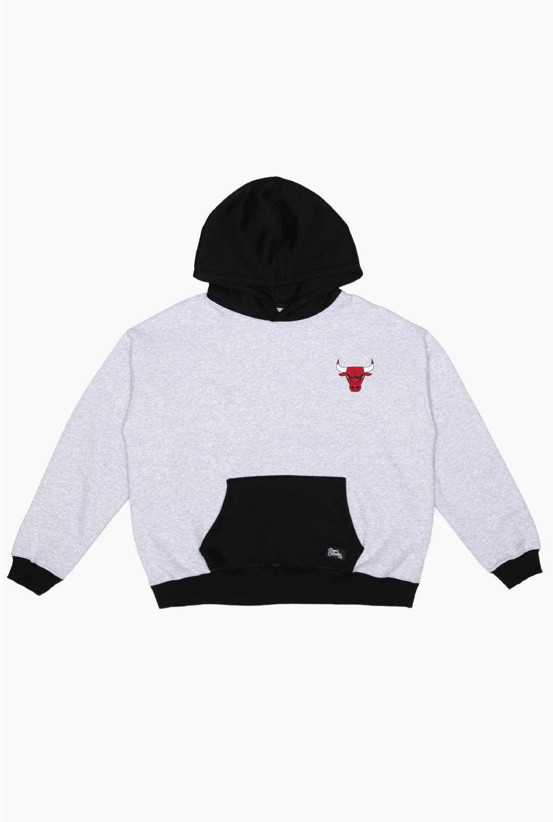 Chicago Bulls Colour Block Heavyweight Hoodie - Black / Grey Melange