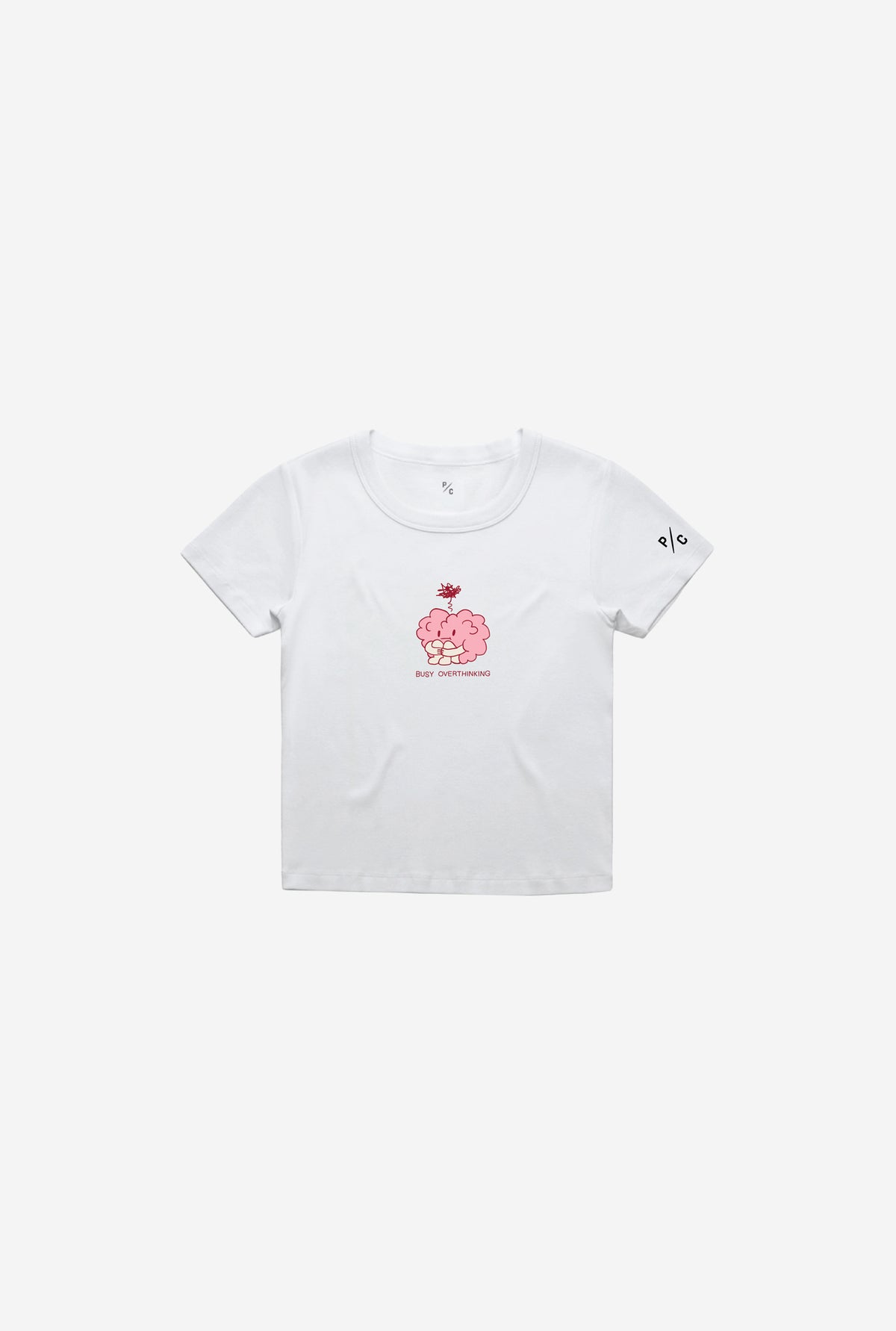 Busy Overthinking Baby Tee - White