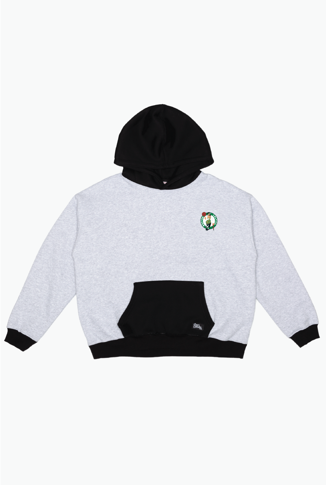 Boston Celtics Colour Block Heavyweight Hoodie - Black / Grey Melange