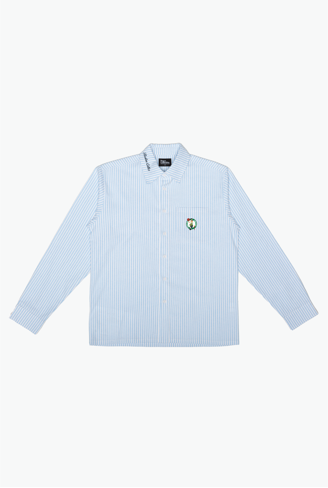 Boston Celtics Long Sleeve Poplin Shirt - White / Blue