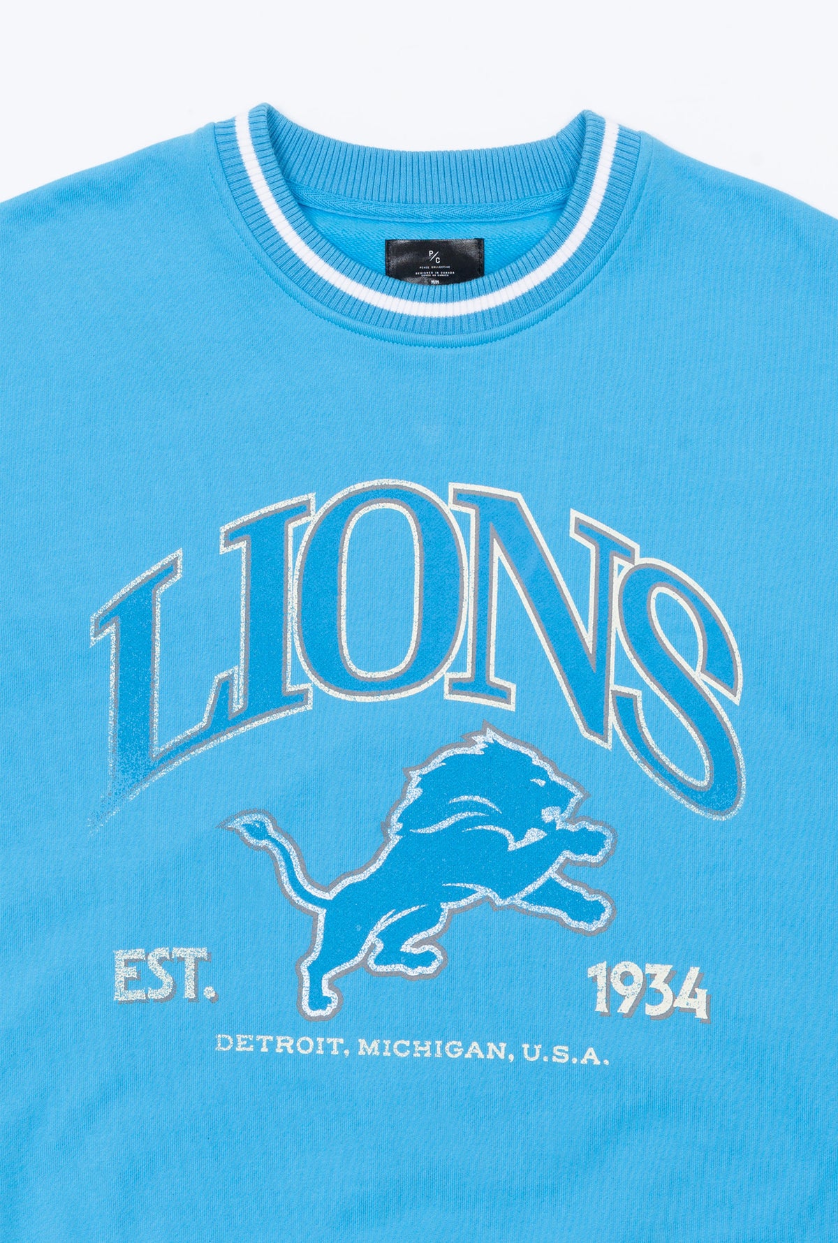 Detroit Lions Vintage Striped Heavyweight Crewneck - Baby Blue