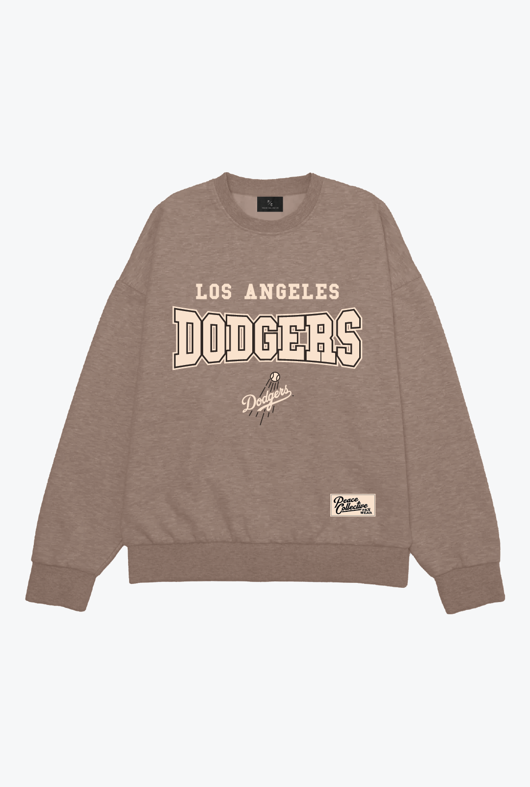 Sweat-shirt à col rond épais Los Angeles Dodgers Melange - Cacao