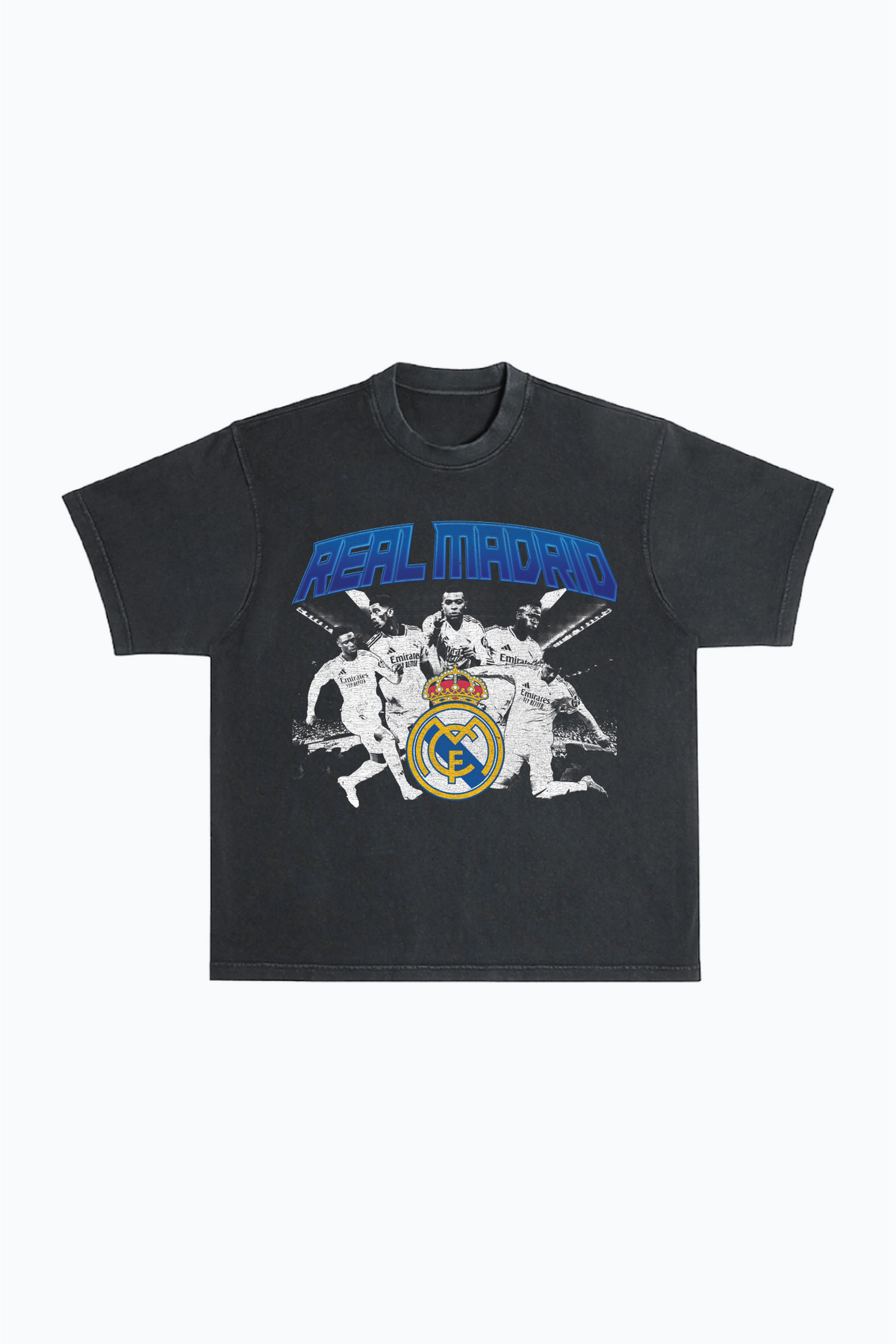 Real Madrid Heavyweight Garment Dyed T-Shirt - Black