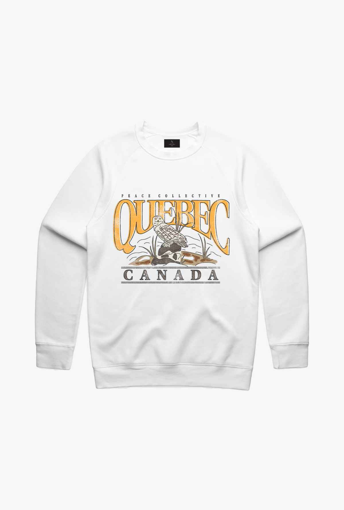 Quebec Snowy Owl Vintage Crewneck - White