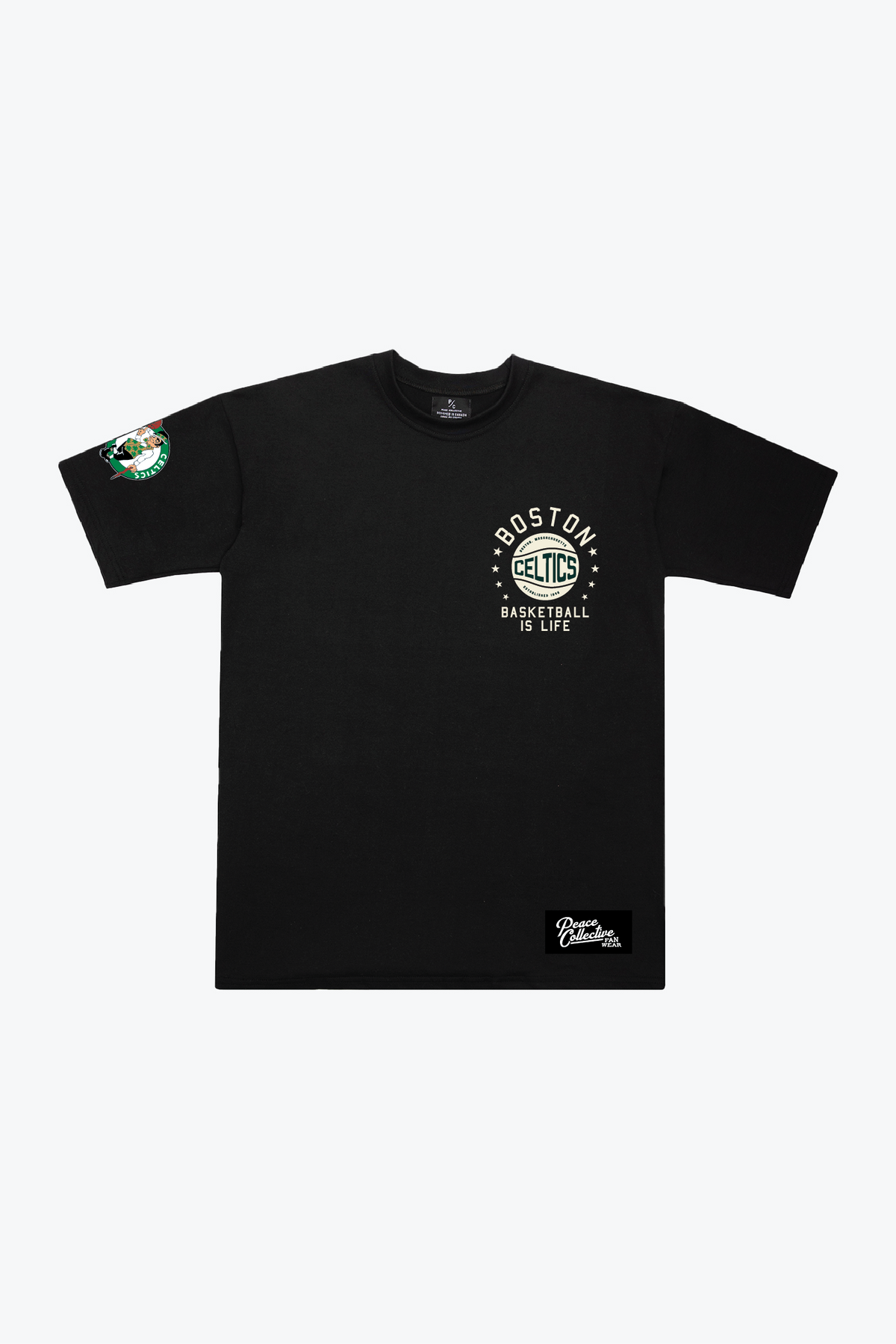 Boston Celtics Stadium Varsity Heavyweight T-Shirt - Black