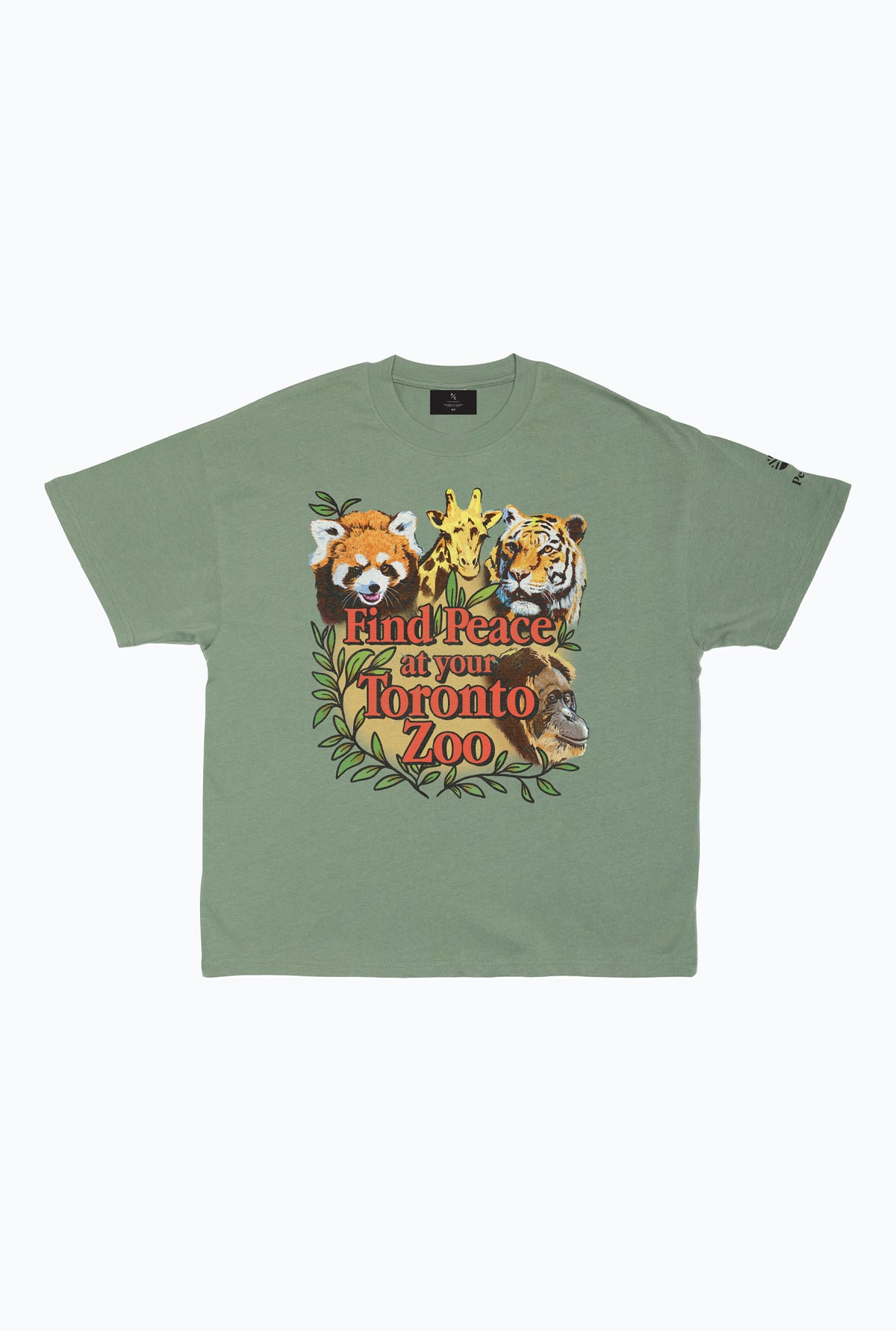 Toronto Zoo Find Peace Heavyweight Garment Dyed T-Shirt - Dusty Green