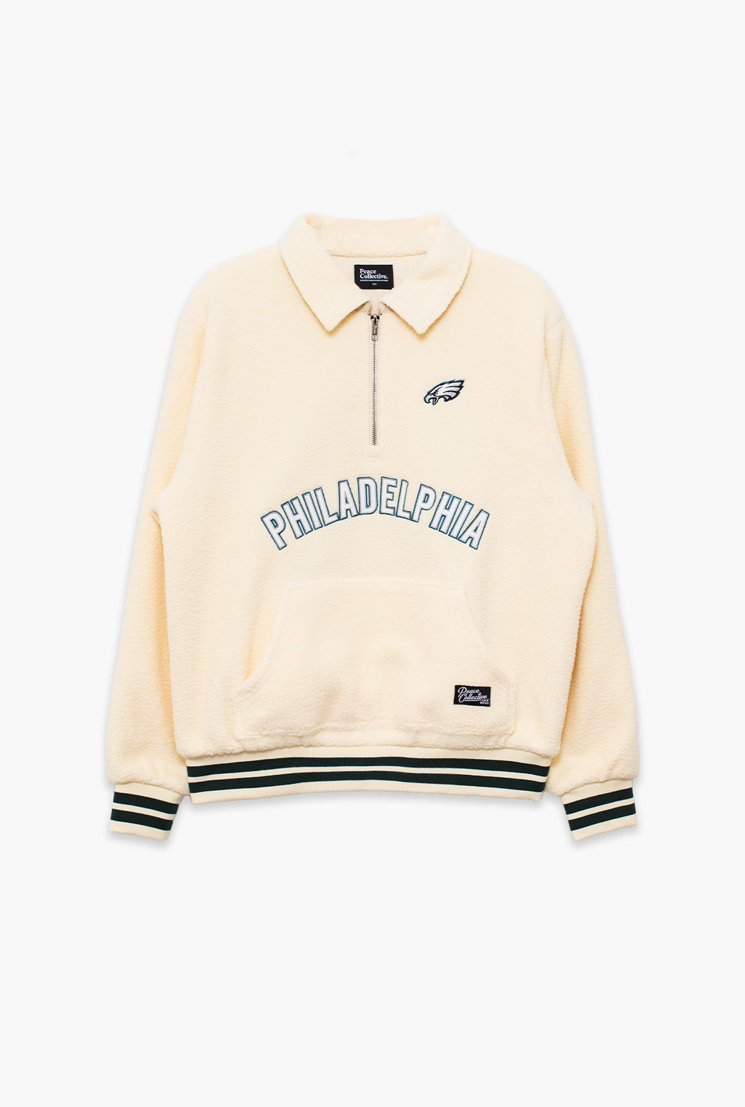 Philadelphia Eagles Sport Through Texture Fleece 1/4 Zip - Ivory