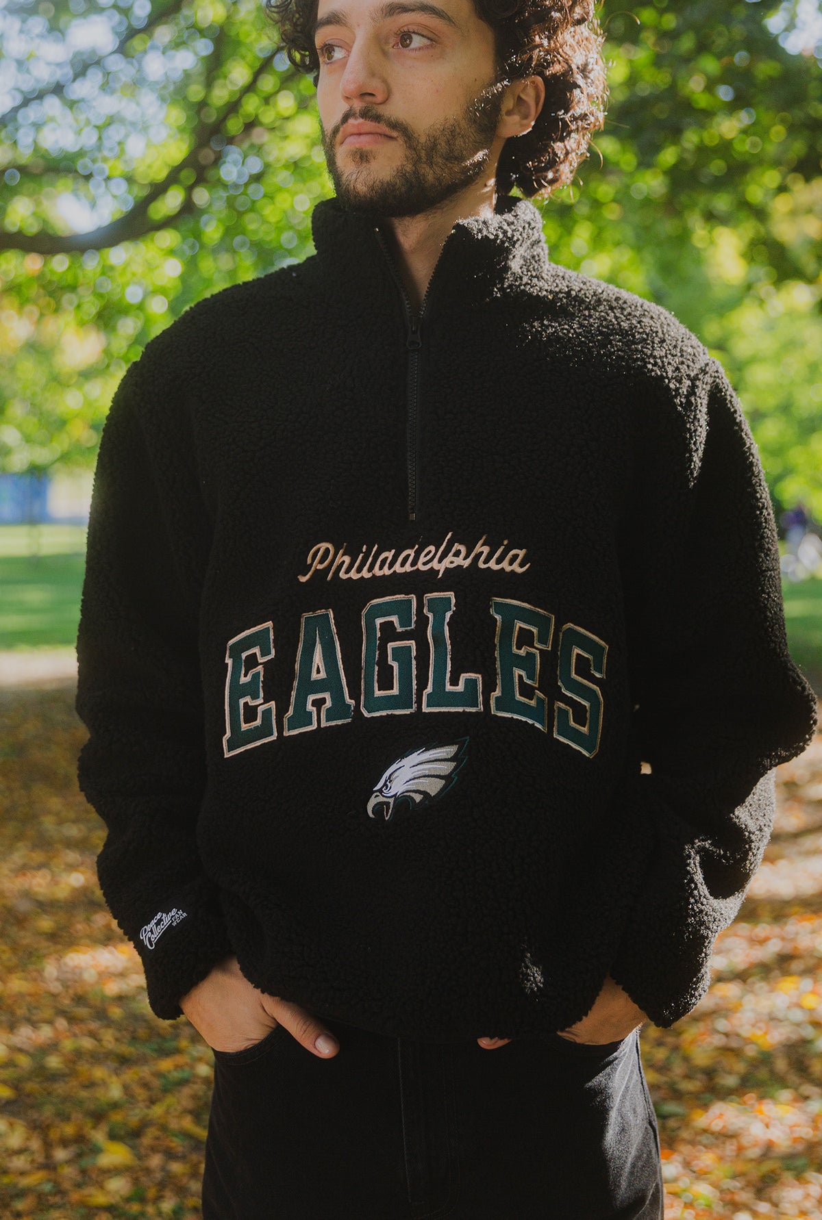 Philadelphia Eagles High Pile Quarter Zip - Black