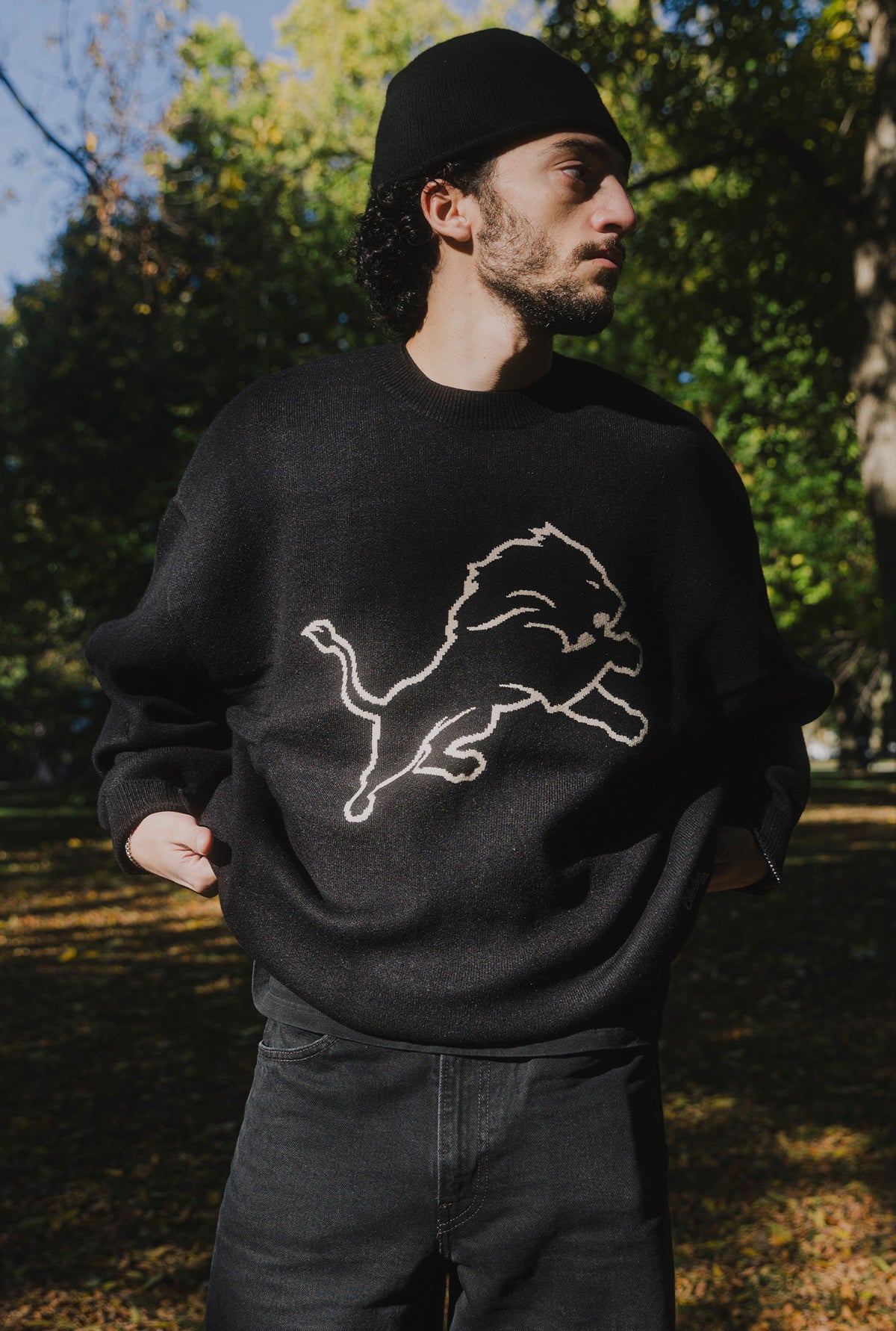 Detroit Lions Knit Sweater - Black