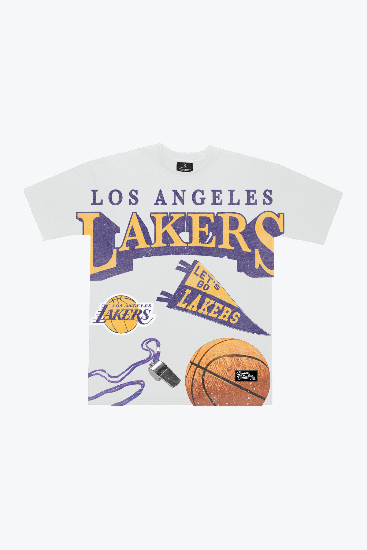 Los Angeles Lakers Vintage Clubhouse: 90's Icon Heavyweight T-Shirt - White