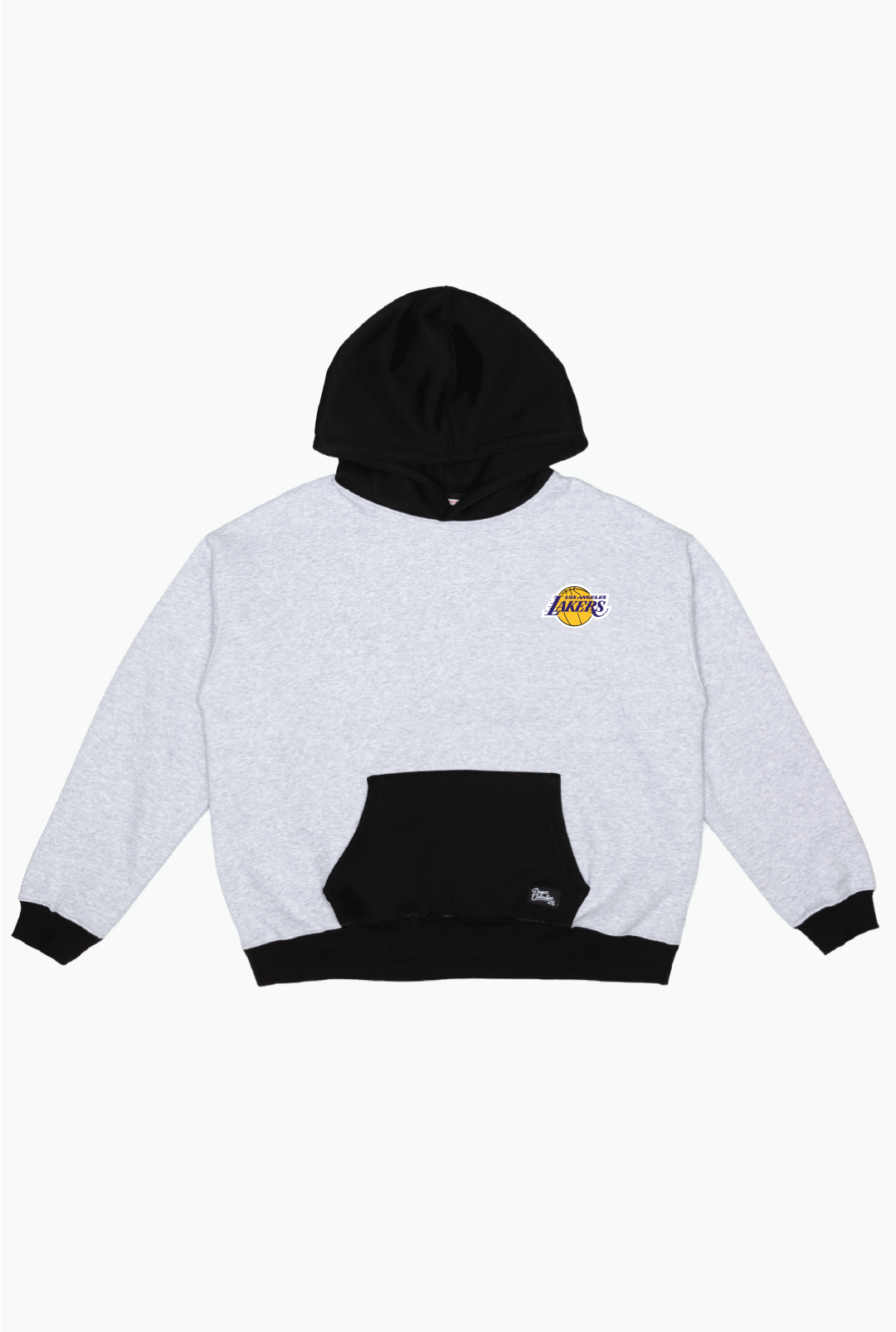 Los Angeles Lakers Colour Block Heavyweight Hoodie - Black / Grey Melange