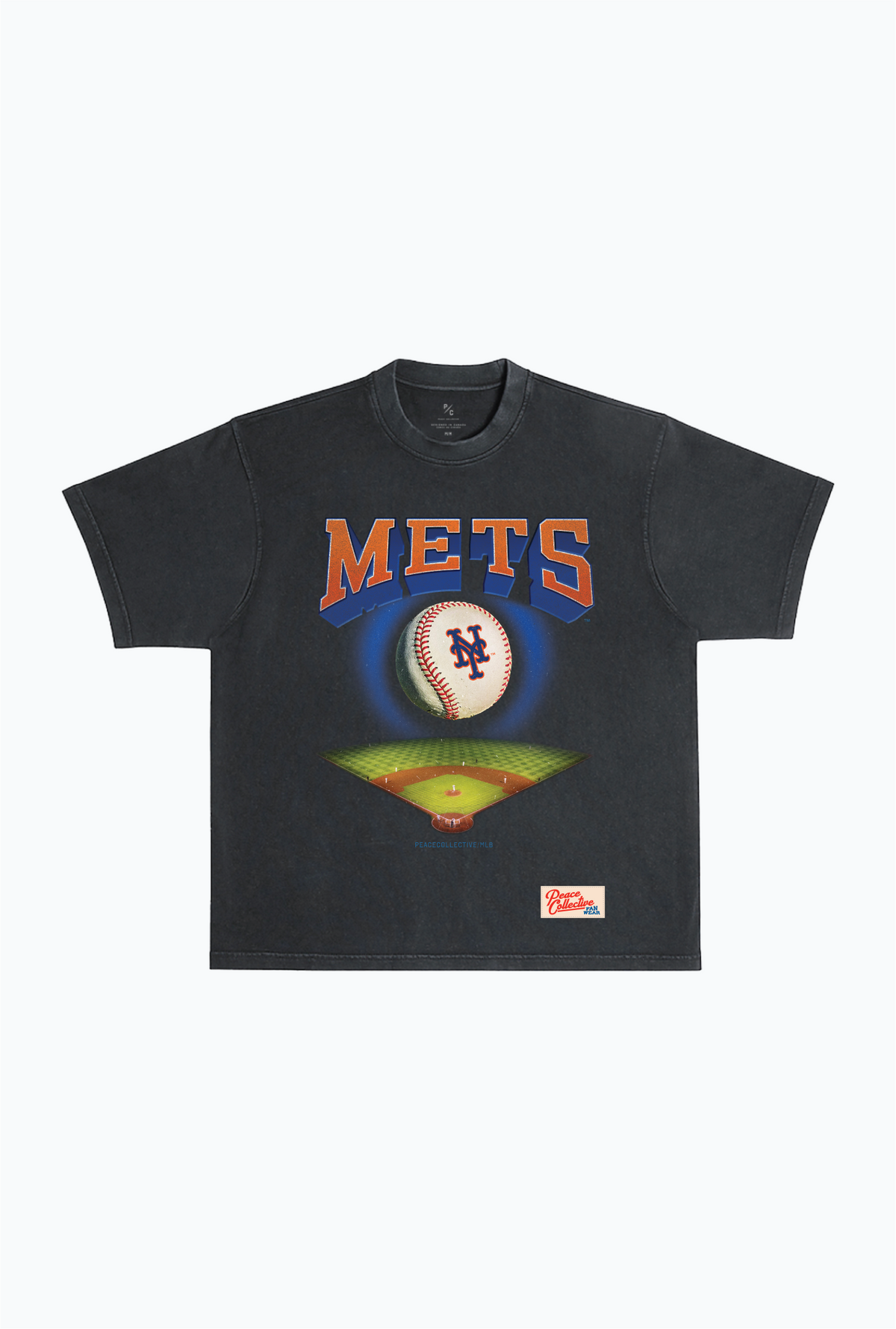 New York Mets Field Heavyweight Garment Dyed T-Shirt - Black