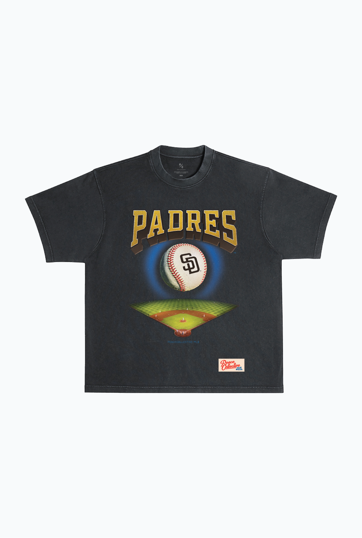 San Diego Padres Field Heavyweight Garment Dyed T-Shirt - Black