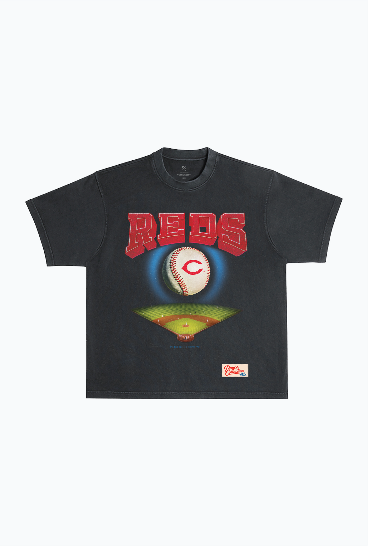 Cincinnati Reds Field Heavyweight Garment Dyed T-Shirt - Black