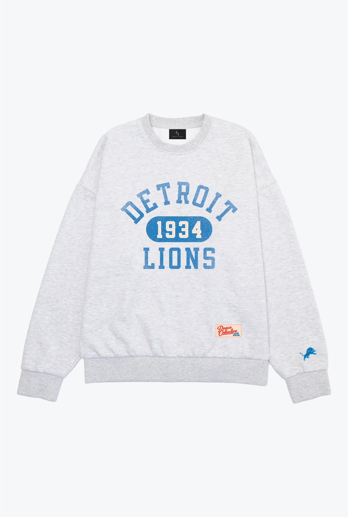 Detroit Lions Athletic Club Heavyweight Crewneck - Ash