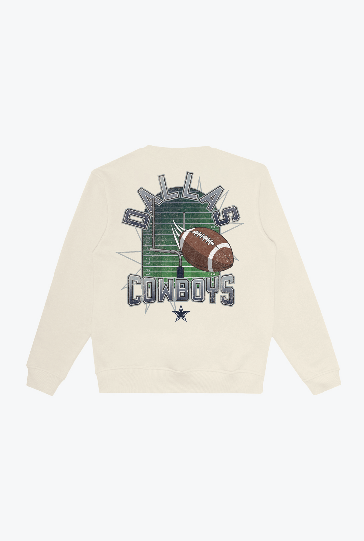 Dallas Cowboys Vintage Clubhouse Score Crewneck - Ivory