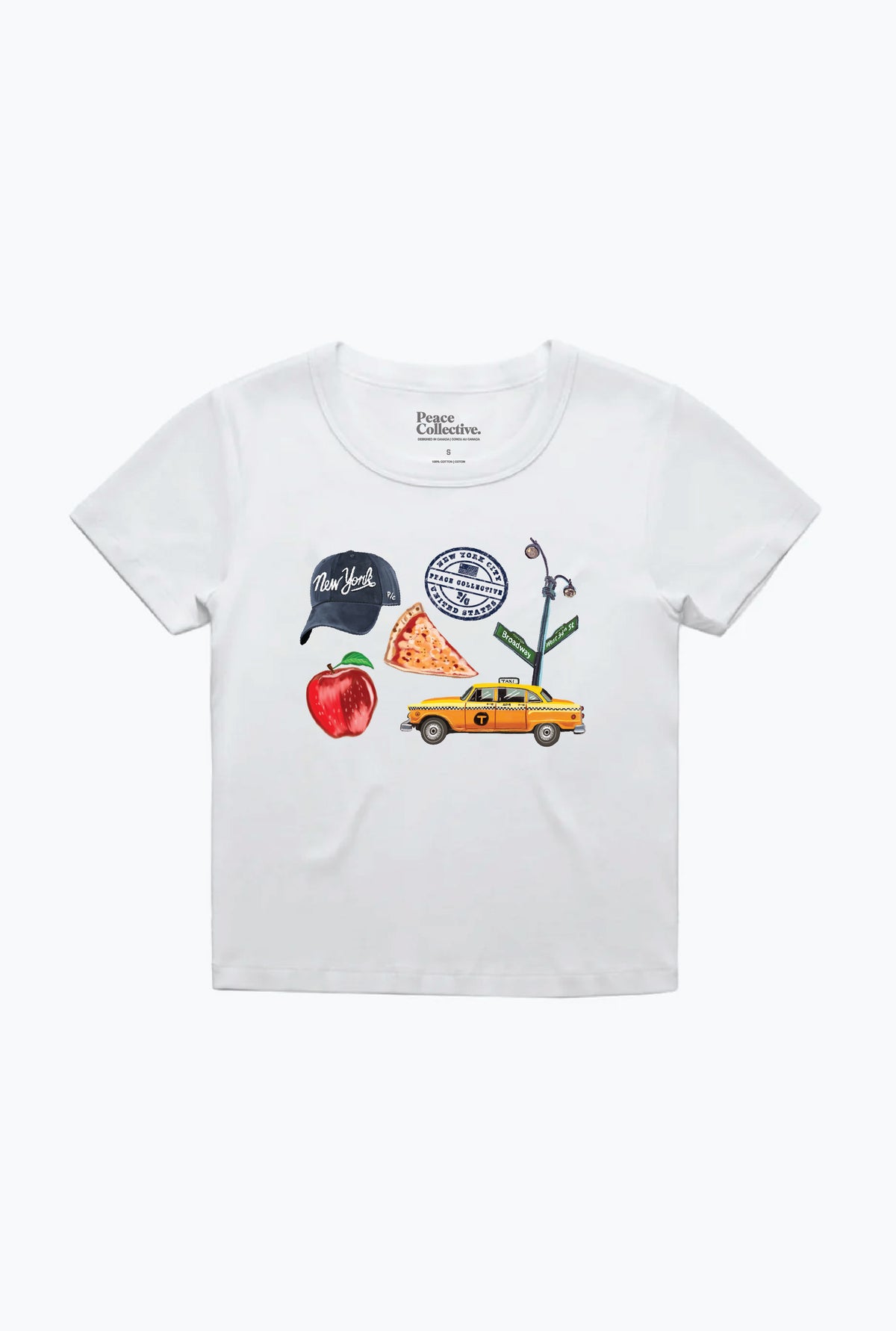 New York City Destination Icons Baby Tee - White