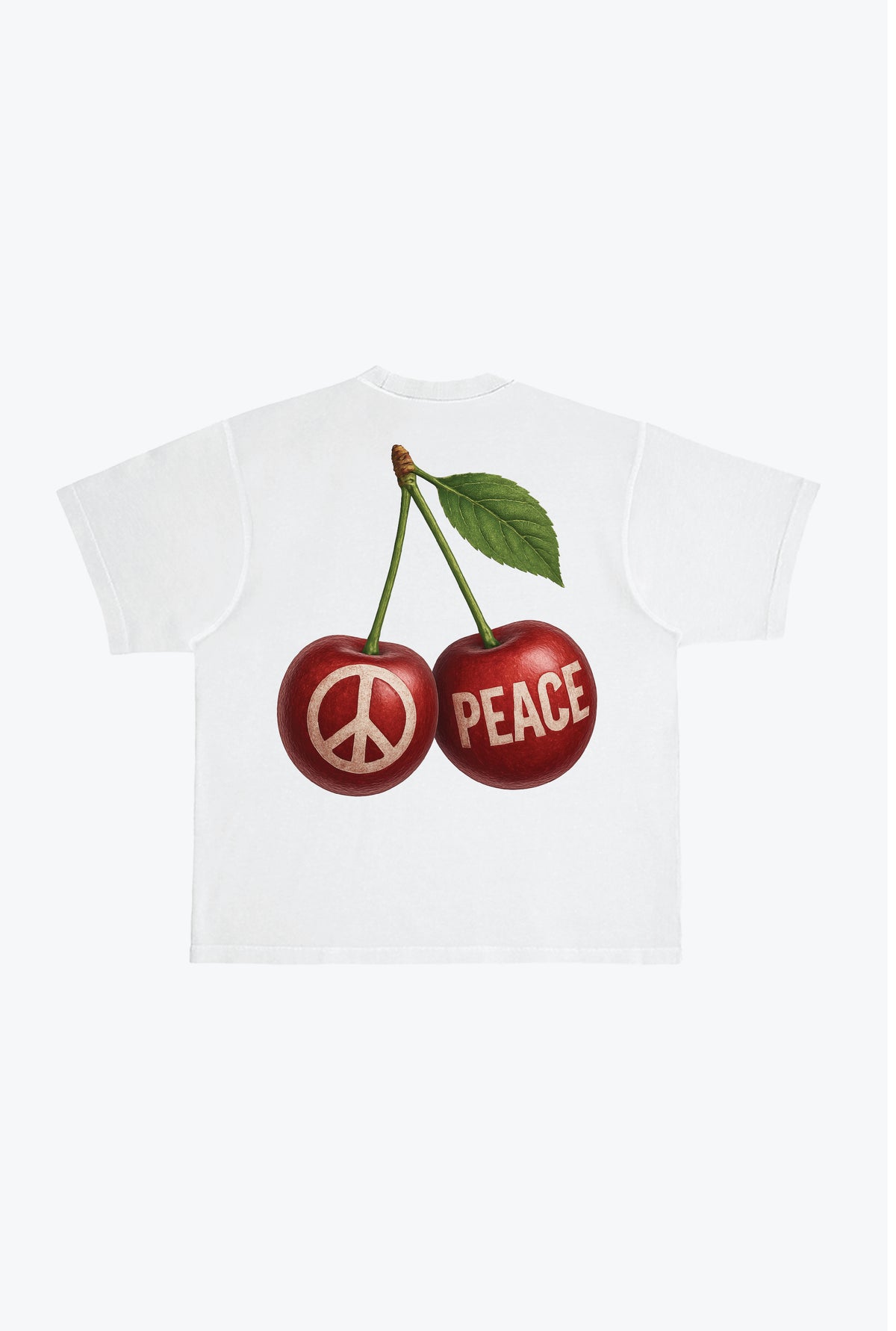 Cherry Peace Heavyweight Garment Dyed T-Shirt - White
