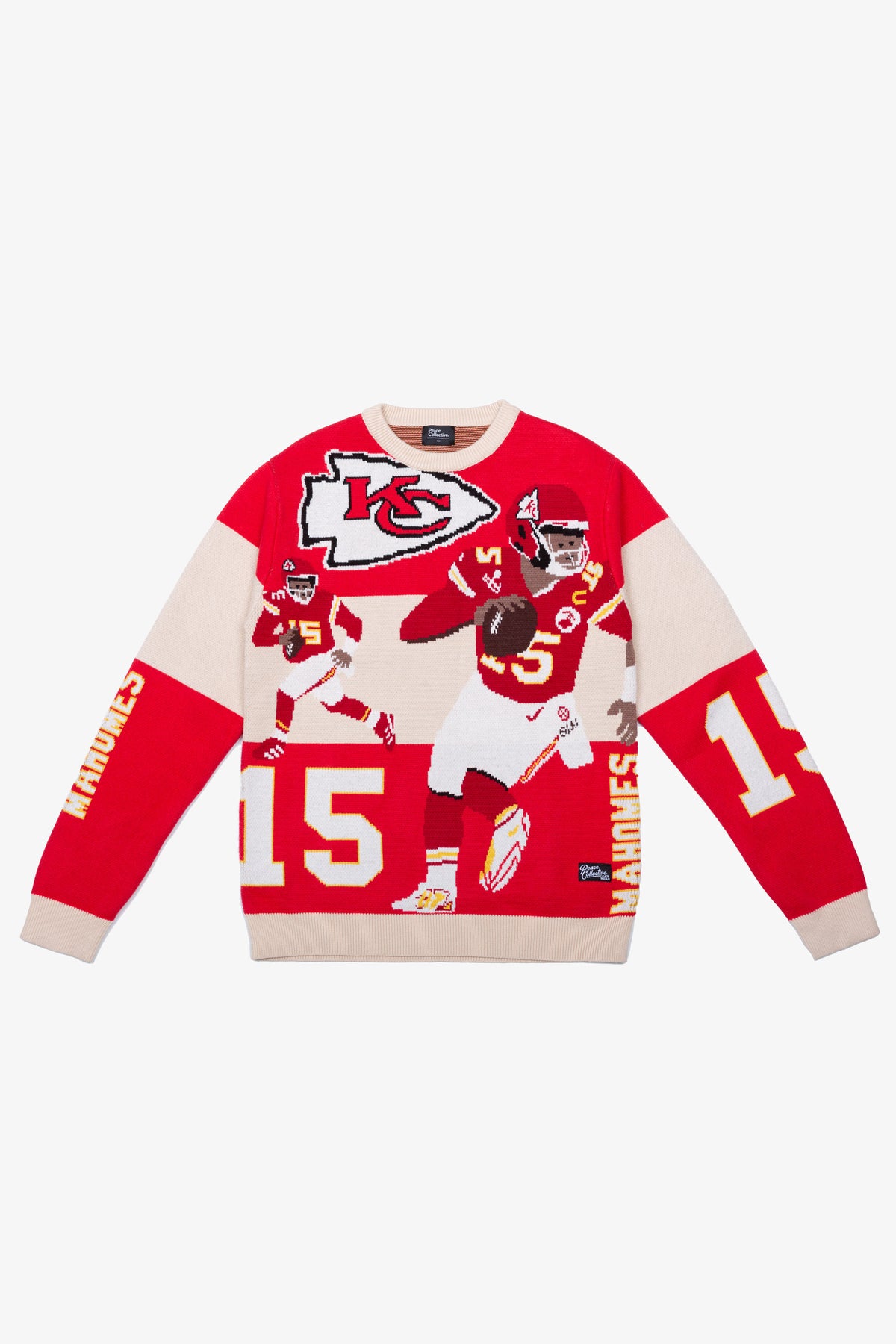 Patrick Mahomes Strickpullover – Elfenbein/Rot