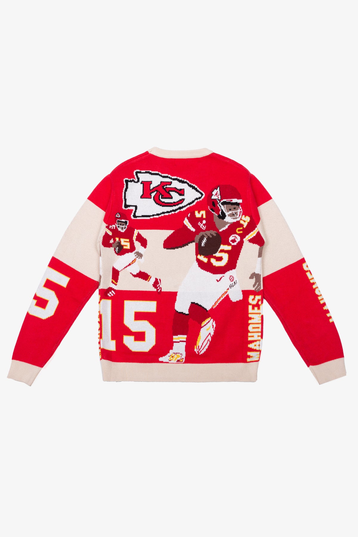 Patrick Mahomes Strickpullover – Elfenbein/Rot