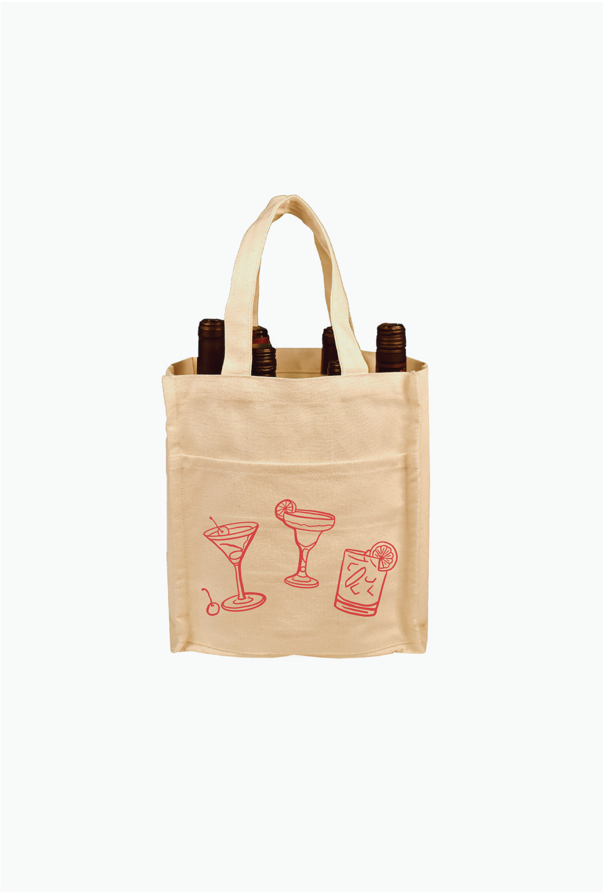 Cocktail Club Wine Tote Bag - Natural