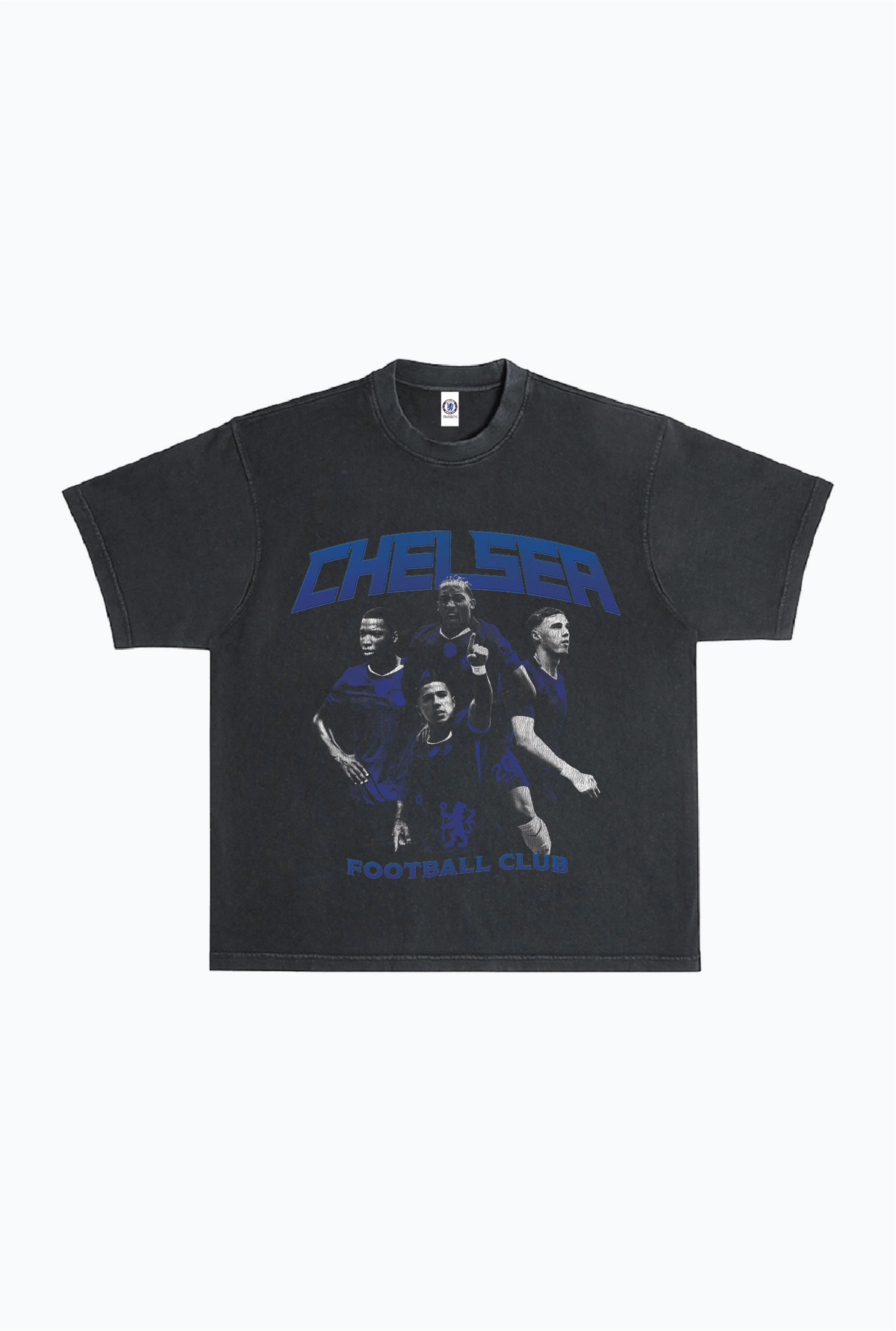 Chelsea FC Team Vintage Heavyweight Garment Dyed T-Shirt - Black
