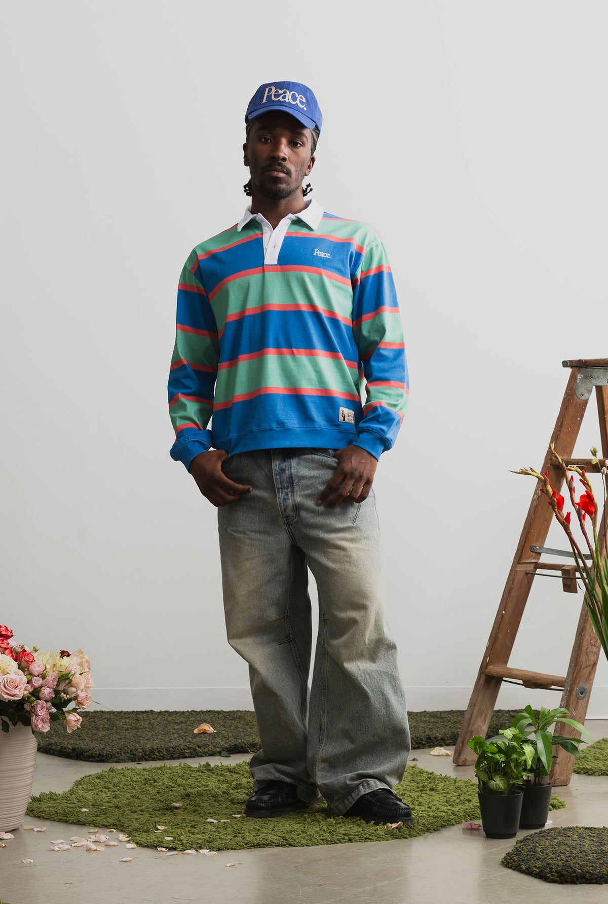 Peace Striped Rugby - Navy / Green