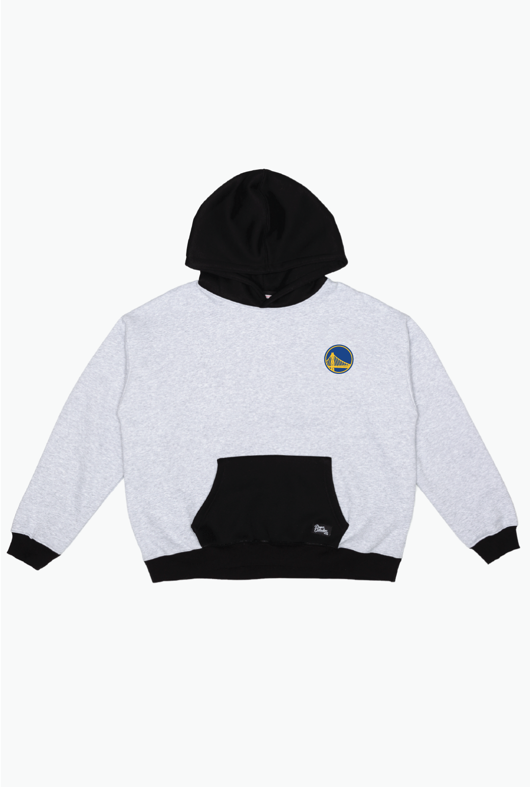Golden State Warriors Colour Block Heavyweight Hoodie - Black / Grey Melange