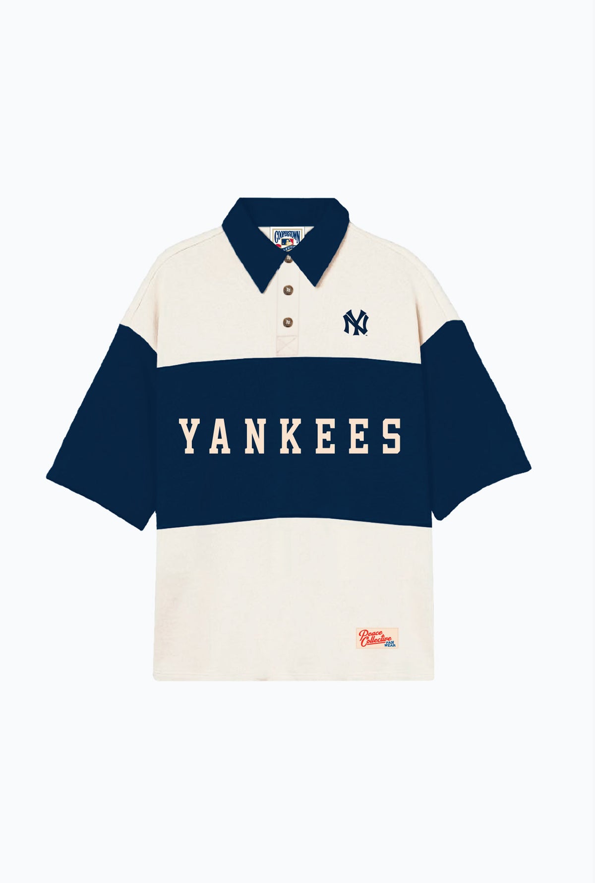 New York Yankees Vintage Color Blocked Oversized Polo - Navy / White