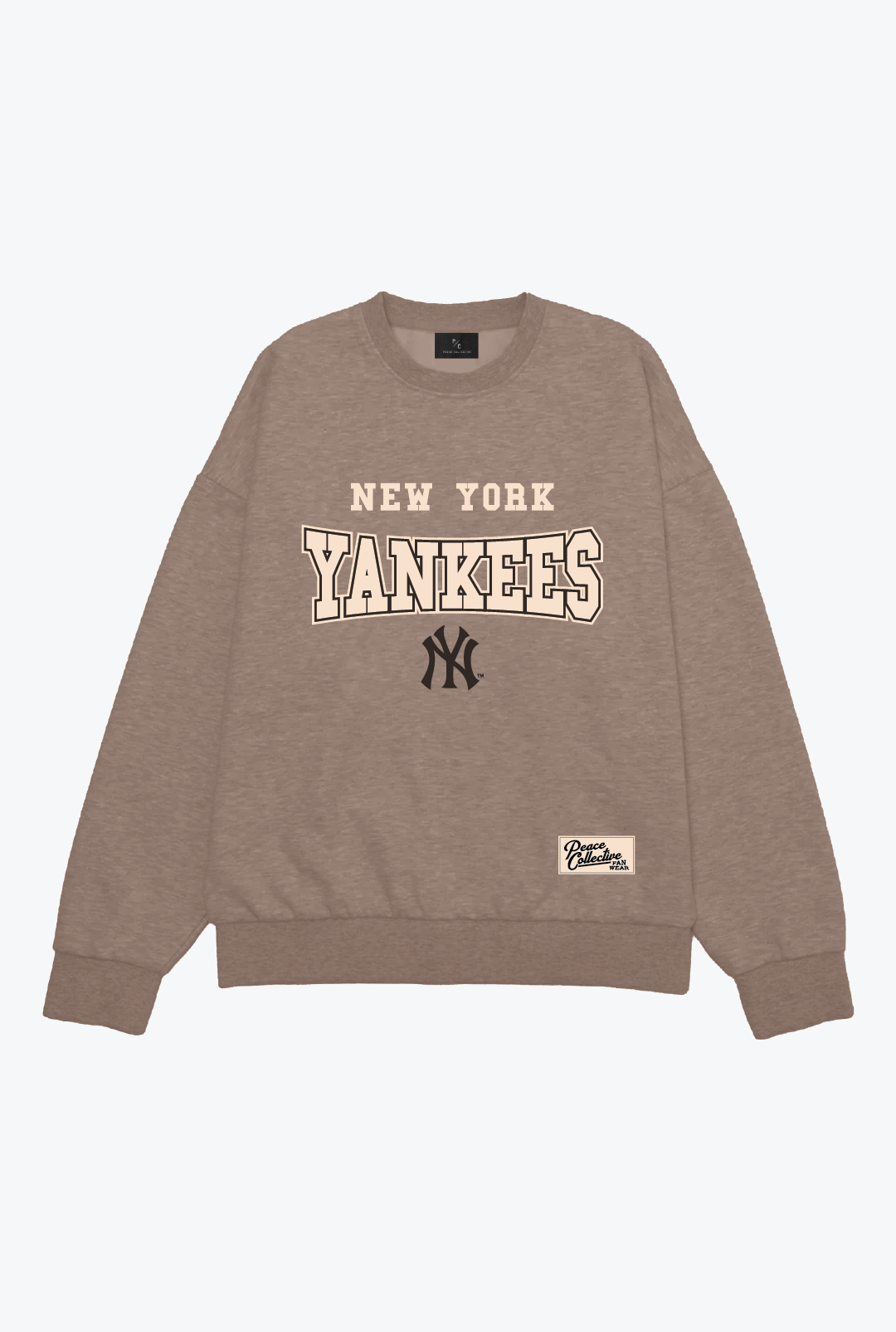 Pull col rond New York Yankees Melange Heavyweight - Cacao