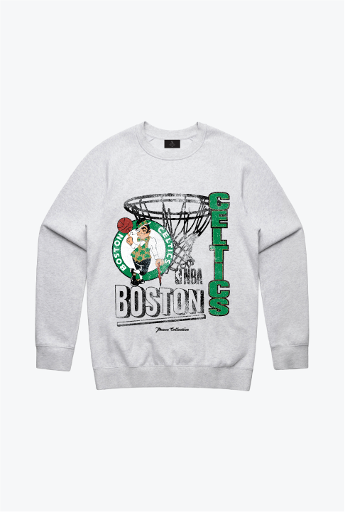 Boston Celtics Basketball Net Crewneck - Ash