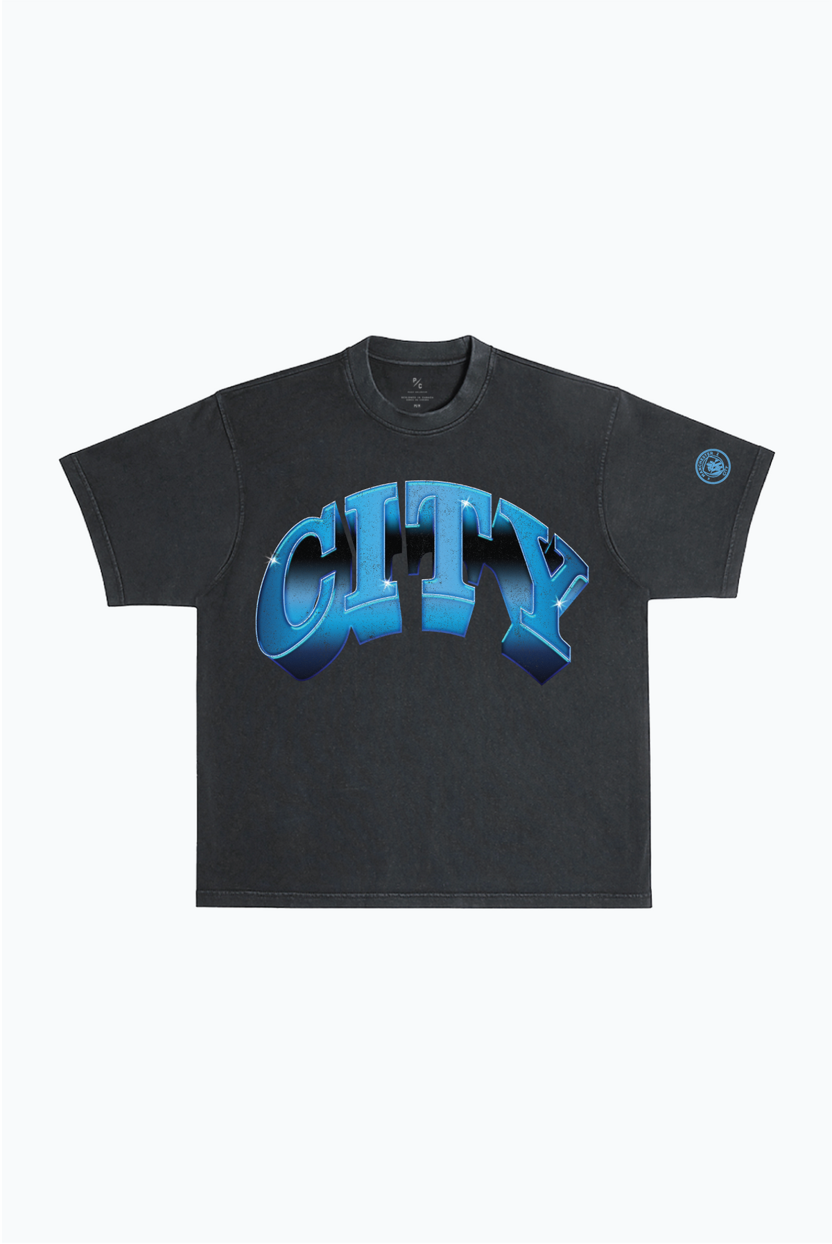 Manchester City FC Graffiti Heavyweight Garment Dyed T-Shirt - Black
