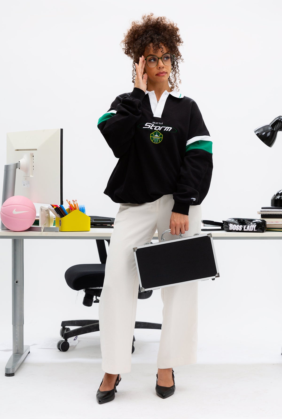 Seattle Storm Vintage Oversized Rugby - Black / Green