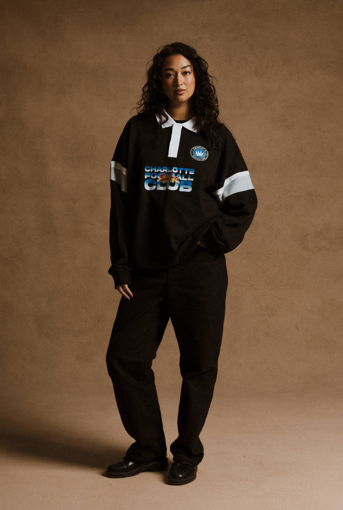 Charlotte FC x Street Fighter Oversized Rugby - Black / White