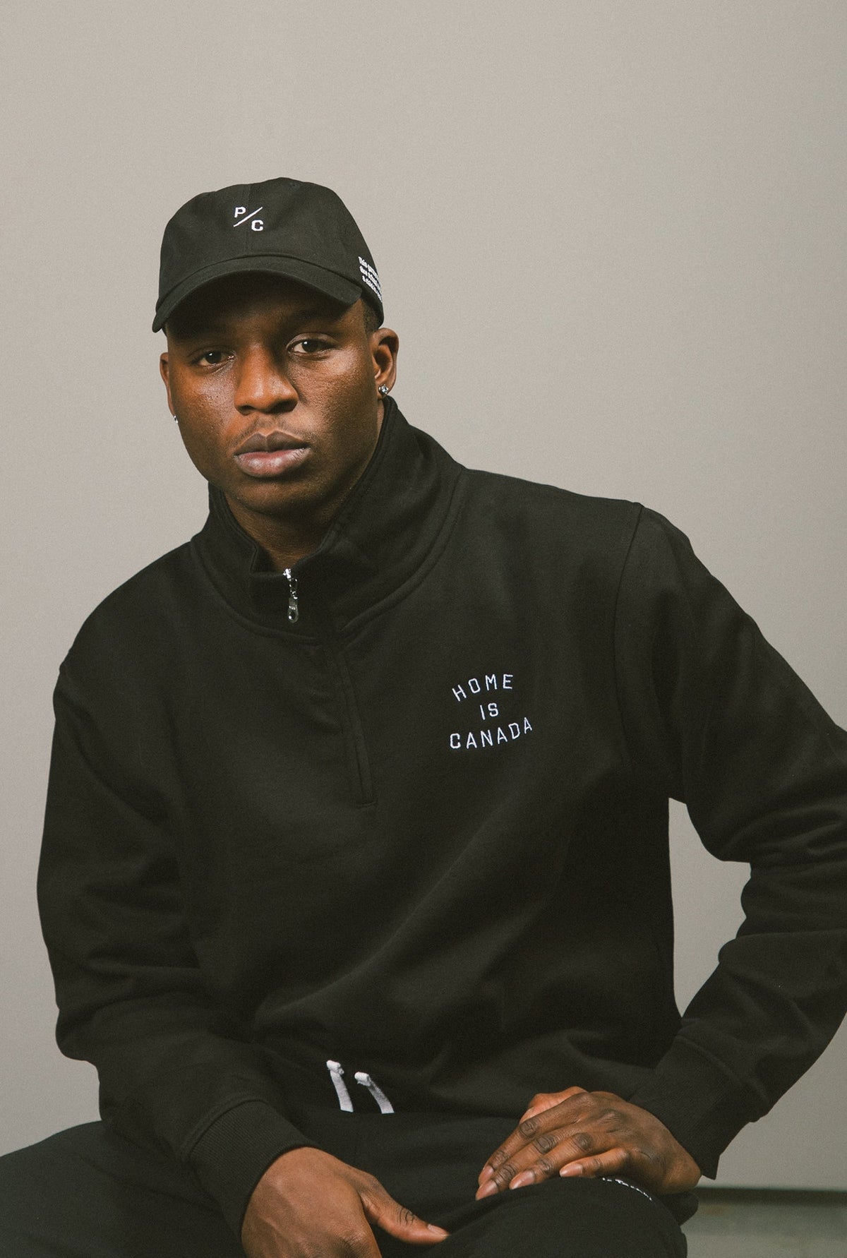 Home is Canada Quarter Zip Sweater - Black