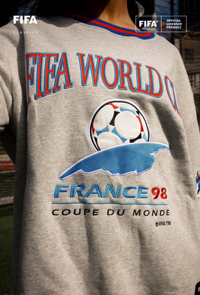 Coupe du Monde de la FIFA 1998 France Sweat-shirt à col rond épais - Gris cendré