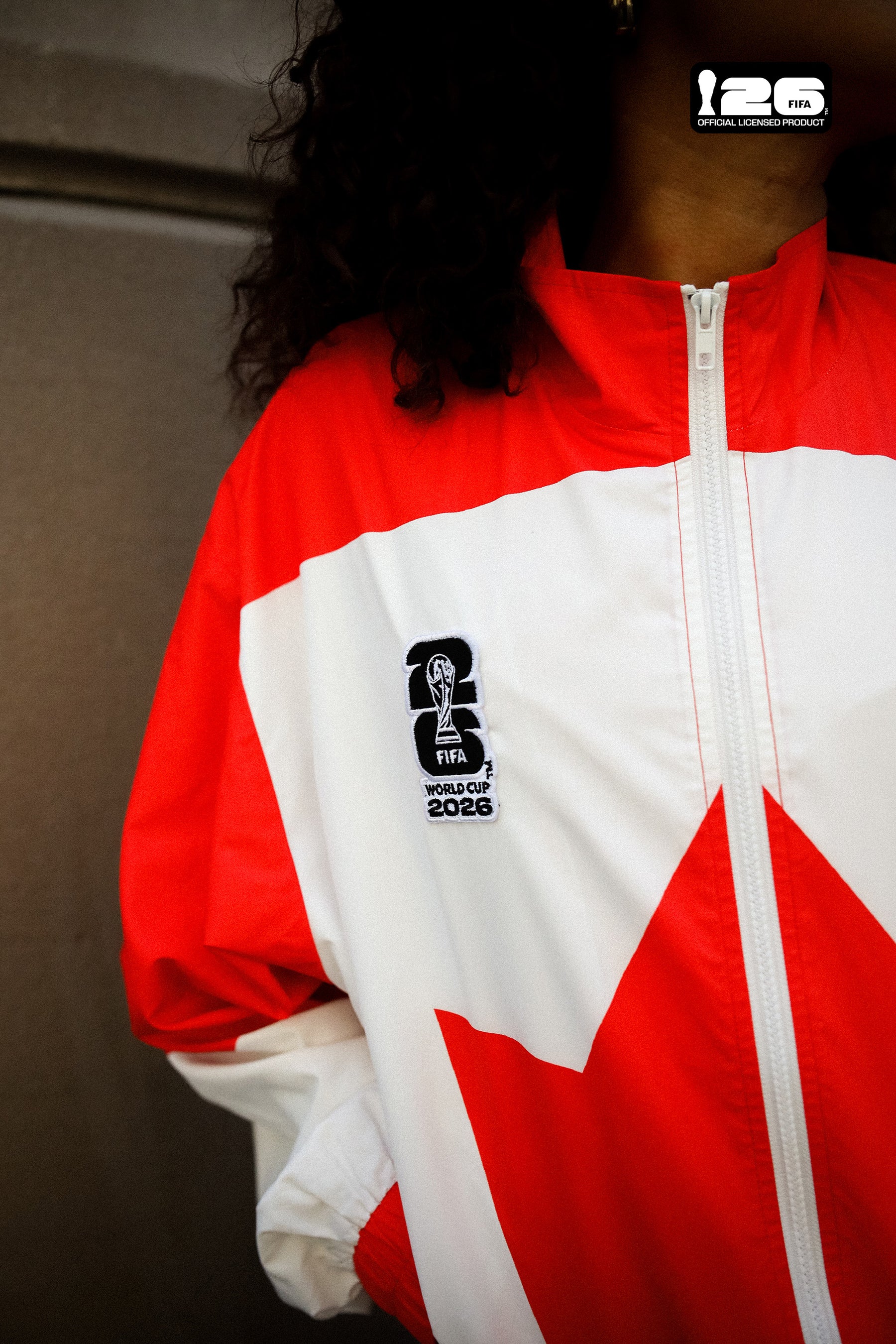 Chaqueta de pista de nylon FIFA World Cup 2026™ Canadá - Blanca / Roja