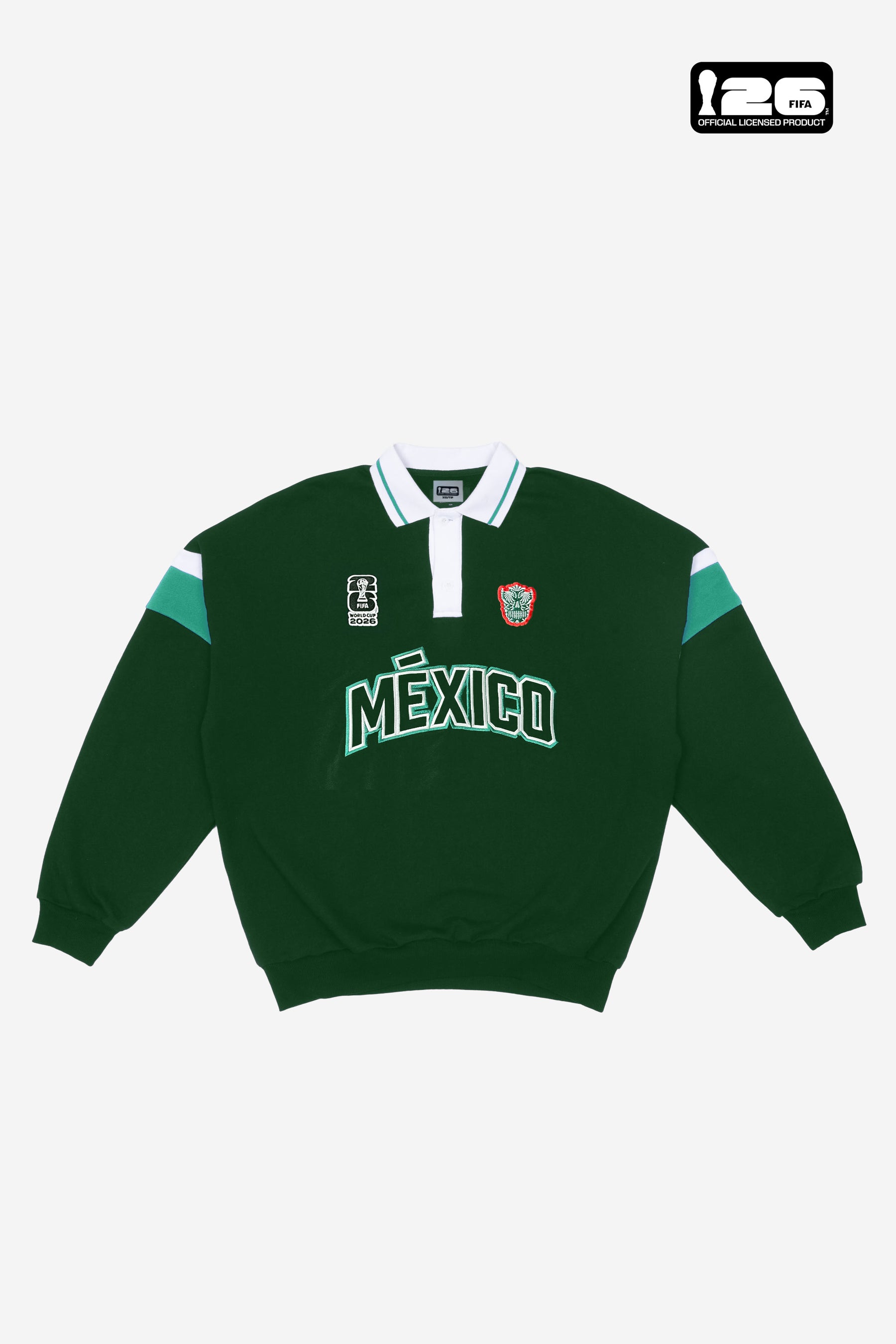 Copa Mundial de la FIFA 2026™ México Rugby Sobredimensionado - Verde Oscuro / Verde Claro